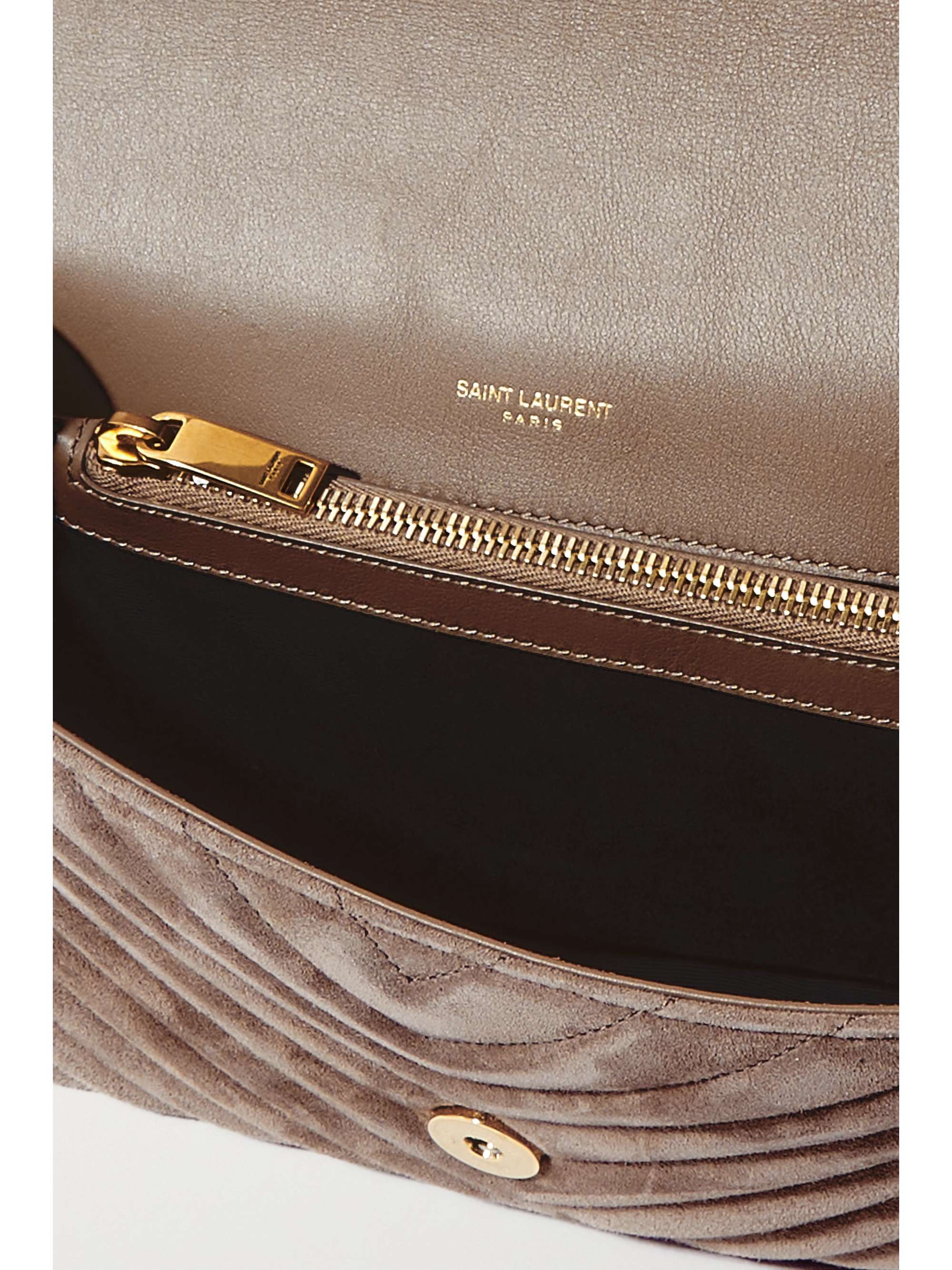 SAINT LAURENT College medium quilted suede tote