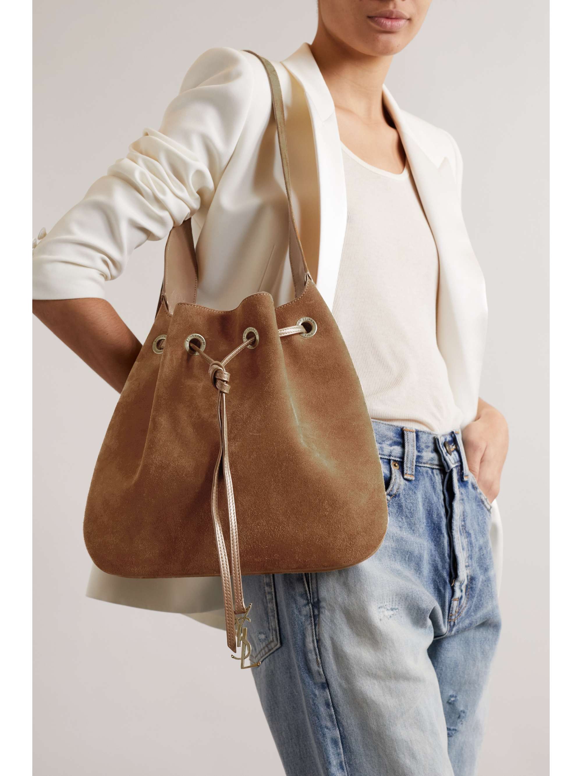 Medium leather top hobo bag