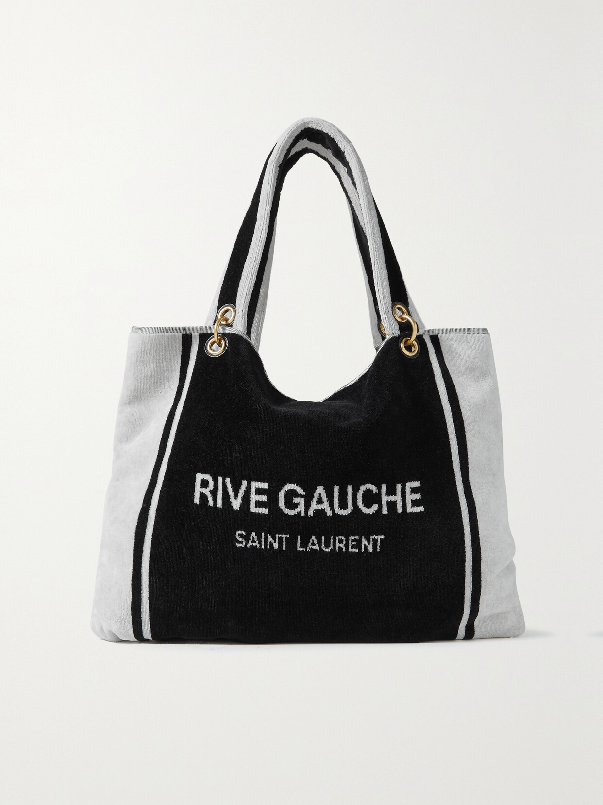 SAINT LAURENT - Rive Gauche Cotton-terry Jacquard Beach Towel Bag - Black