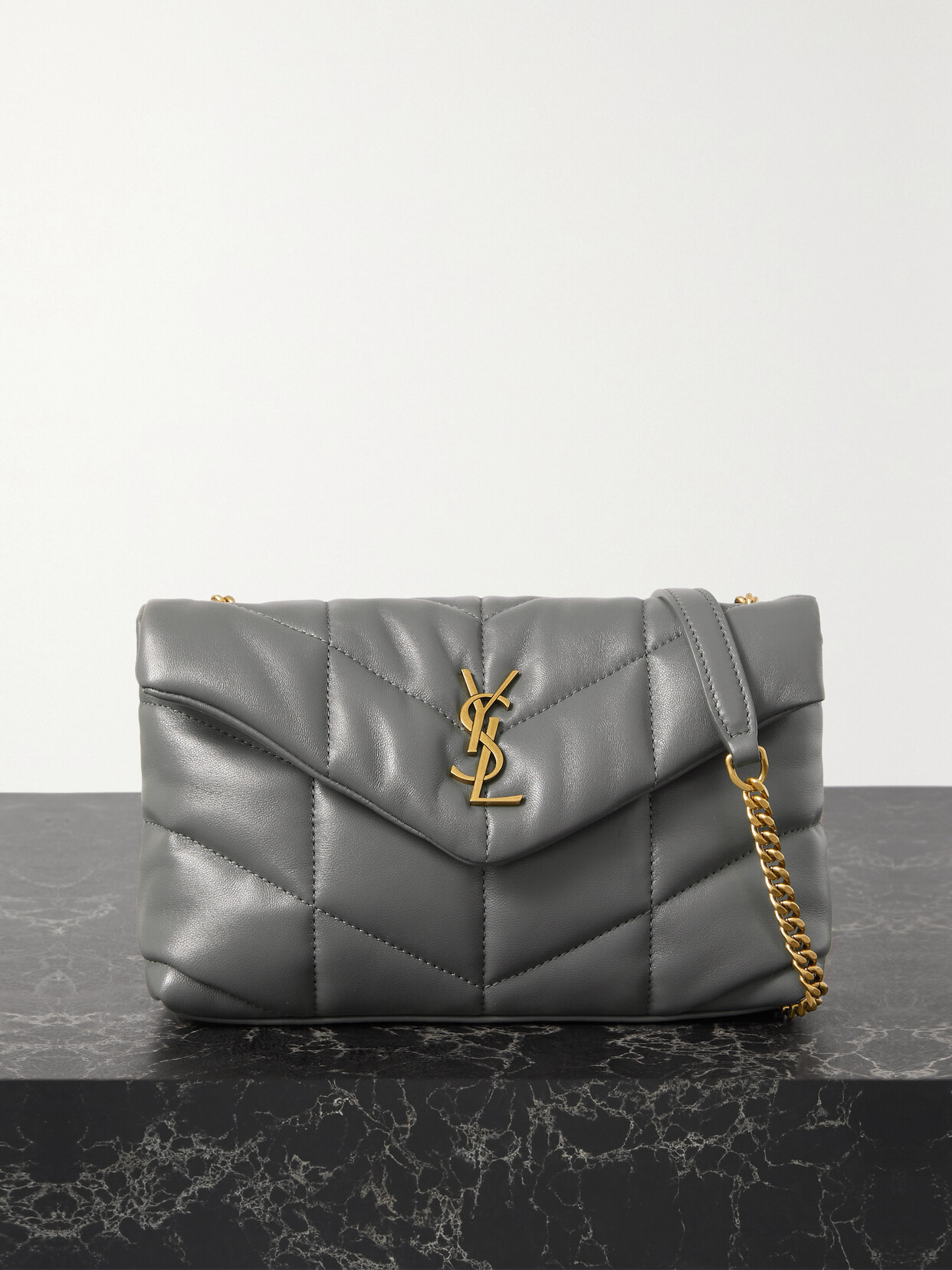 SAINT LAURENT - Loulou Puffer Toy Quilted Leather Shoulder Bag - Gray