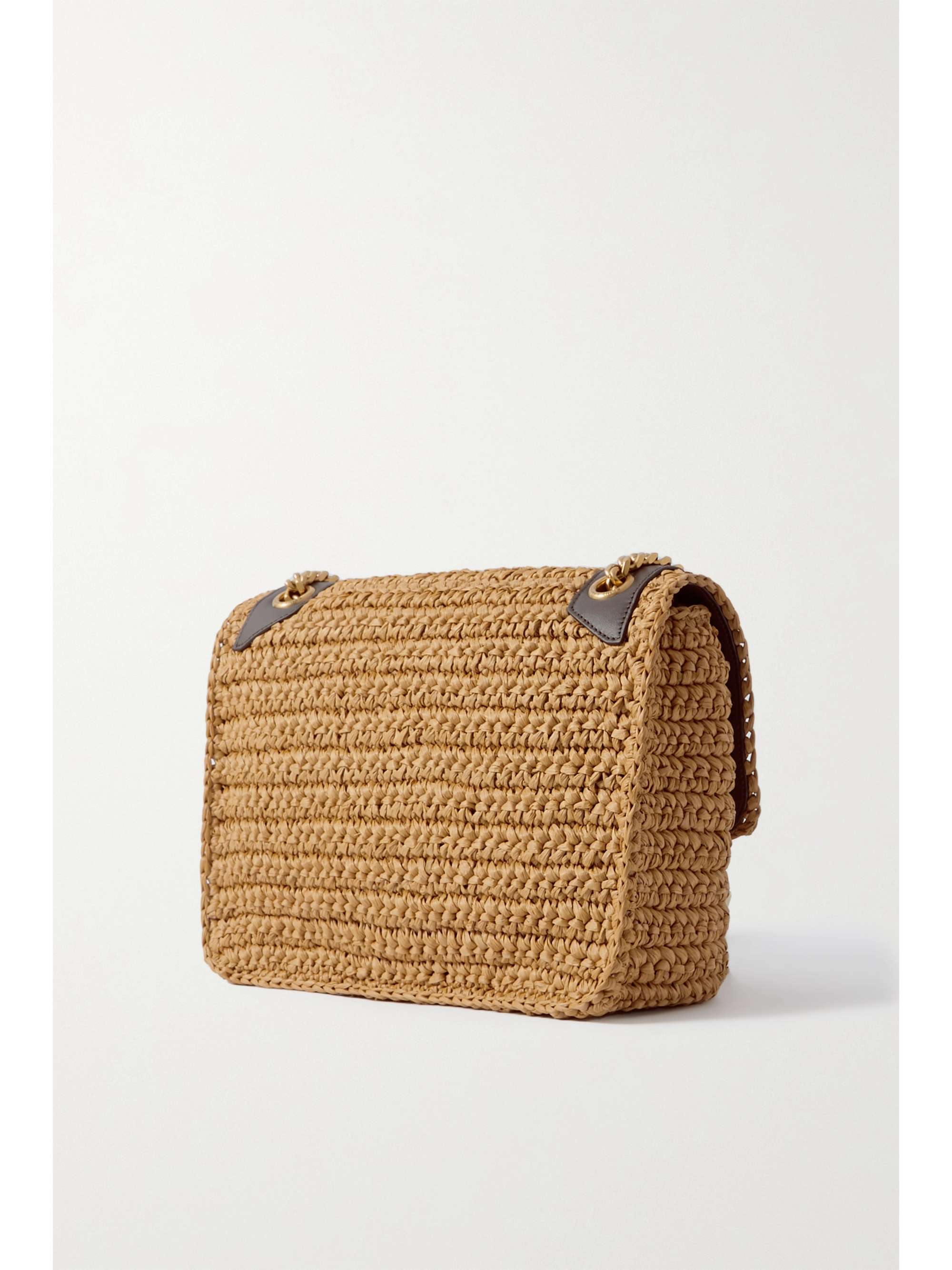 SAINT LAURENT Niki medium leather-trimmed raffia shoulder bag