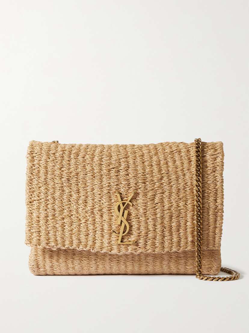 Saint Laurent Kate Medium Raffia Shoulder Bag