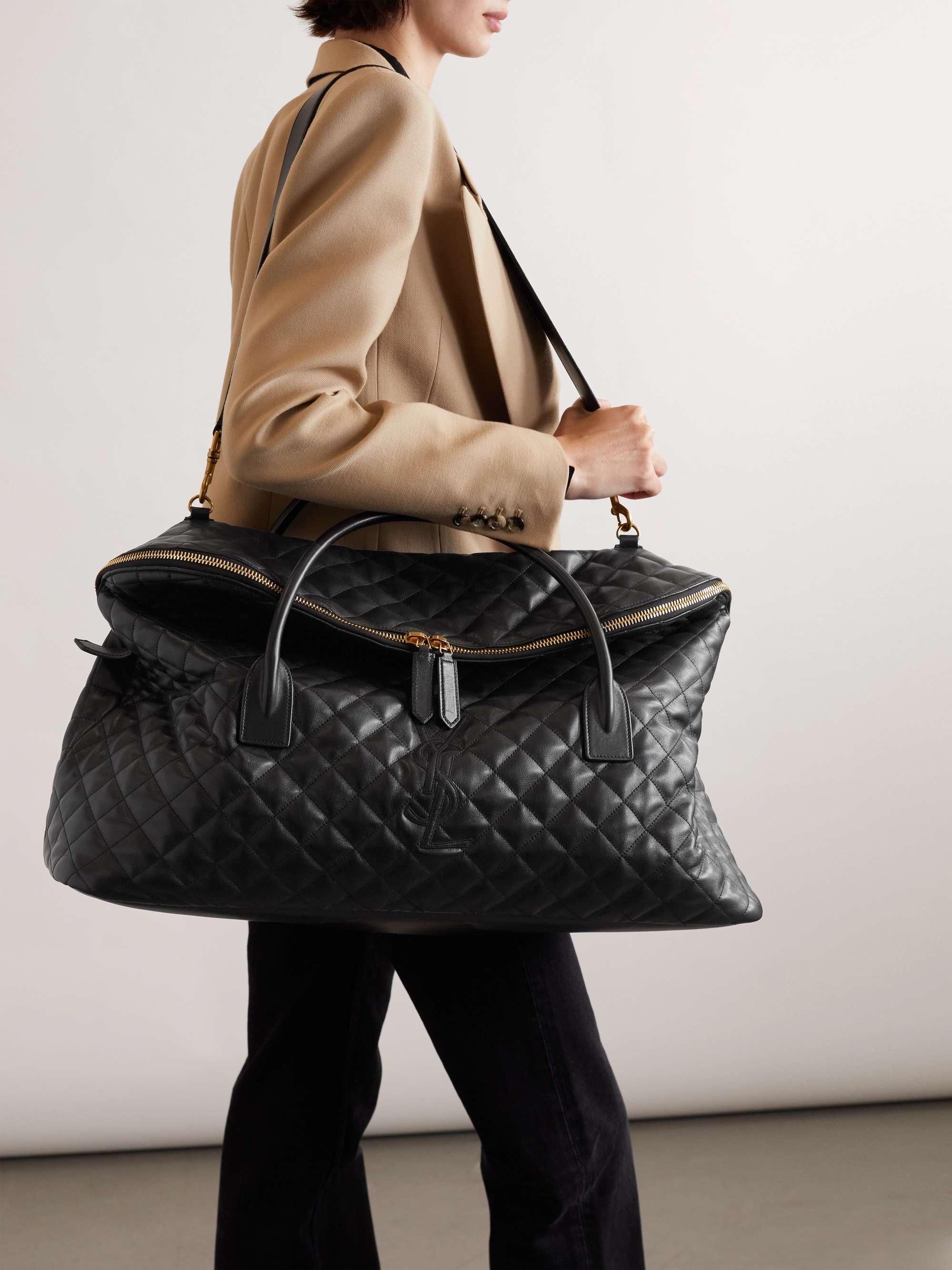 SAINT LAURENT ES Giant embroidered quilted leather weekend bag | NET-A ...