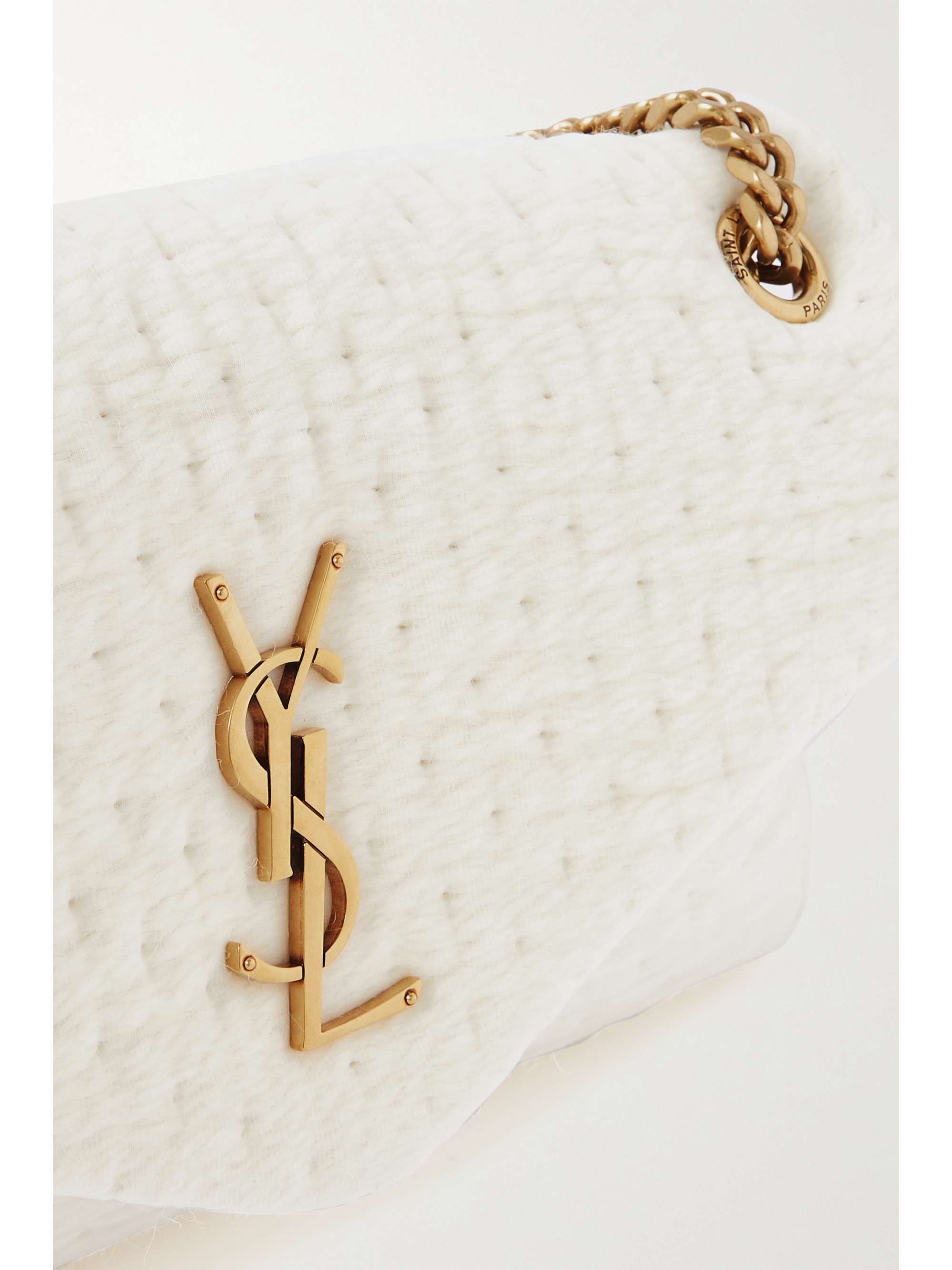 SAINT LAURENT Calypso leather-trimmed organza shoulder bag
