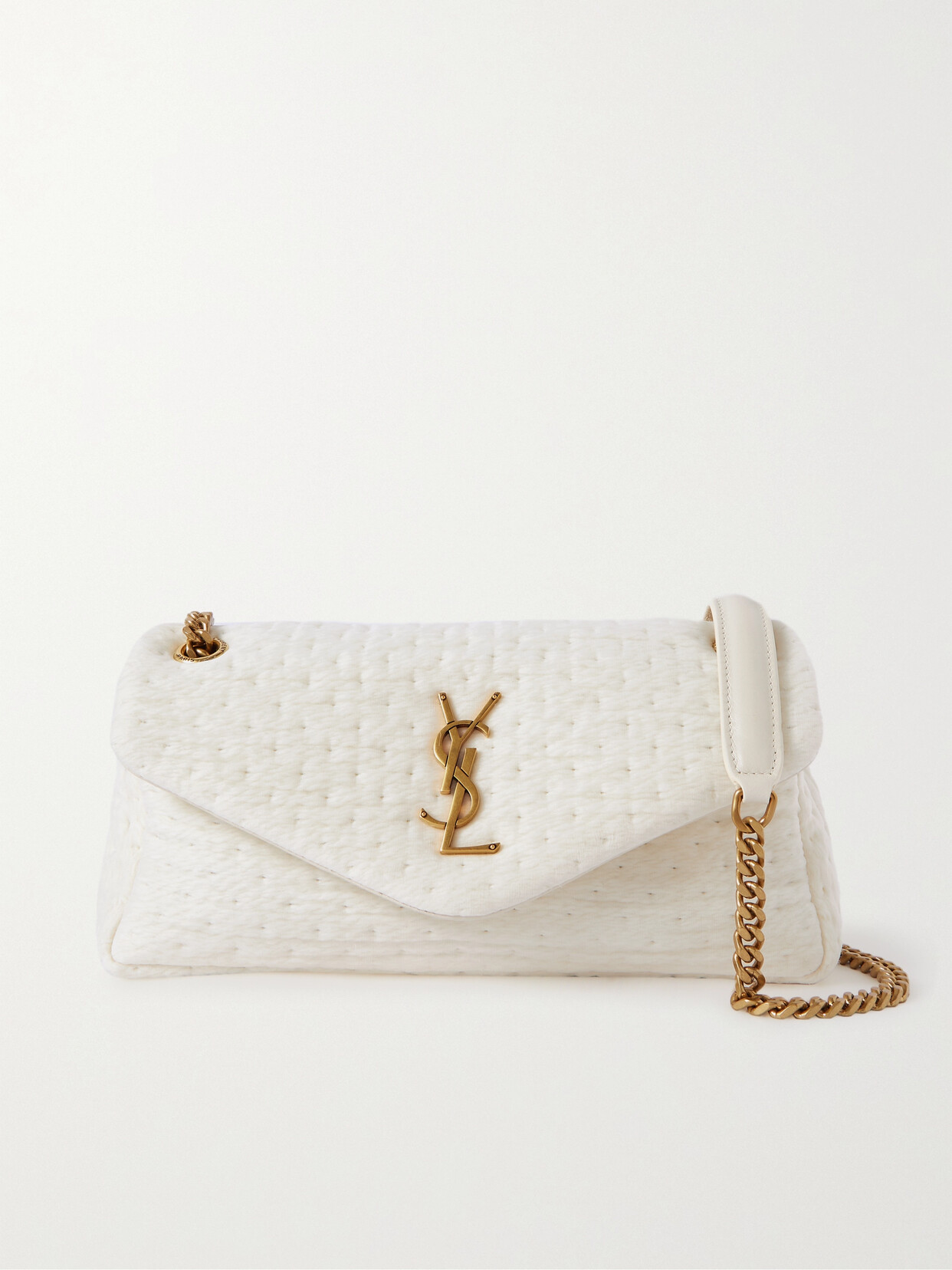 Saint Laurent Calypso Leather-trimmed Organza Shoulder Bag In White