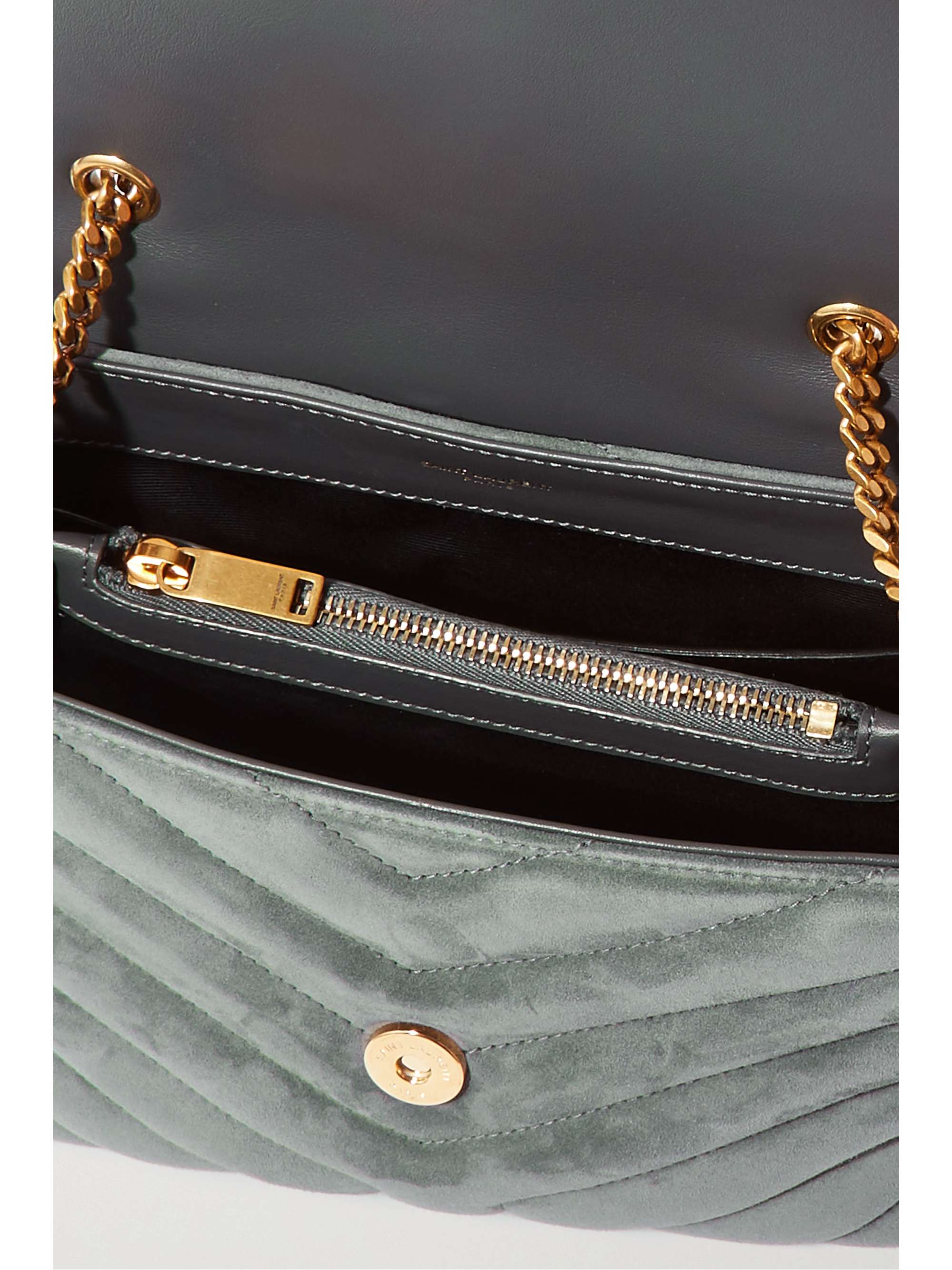 SAINT LAURENT Loulou small quilted suede shoulder bag NETAPORTER