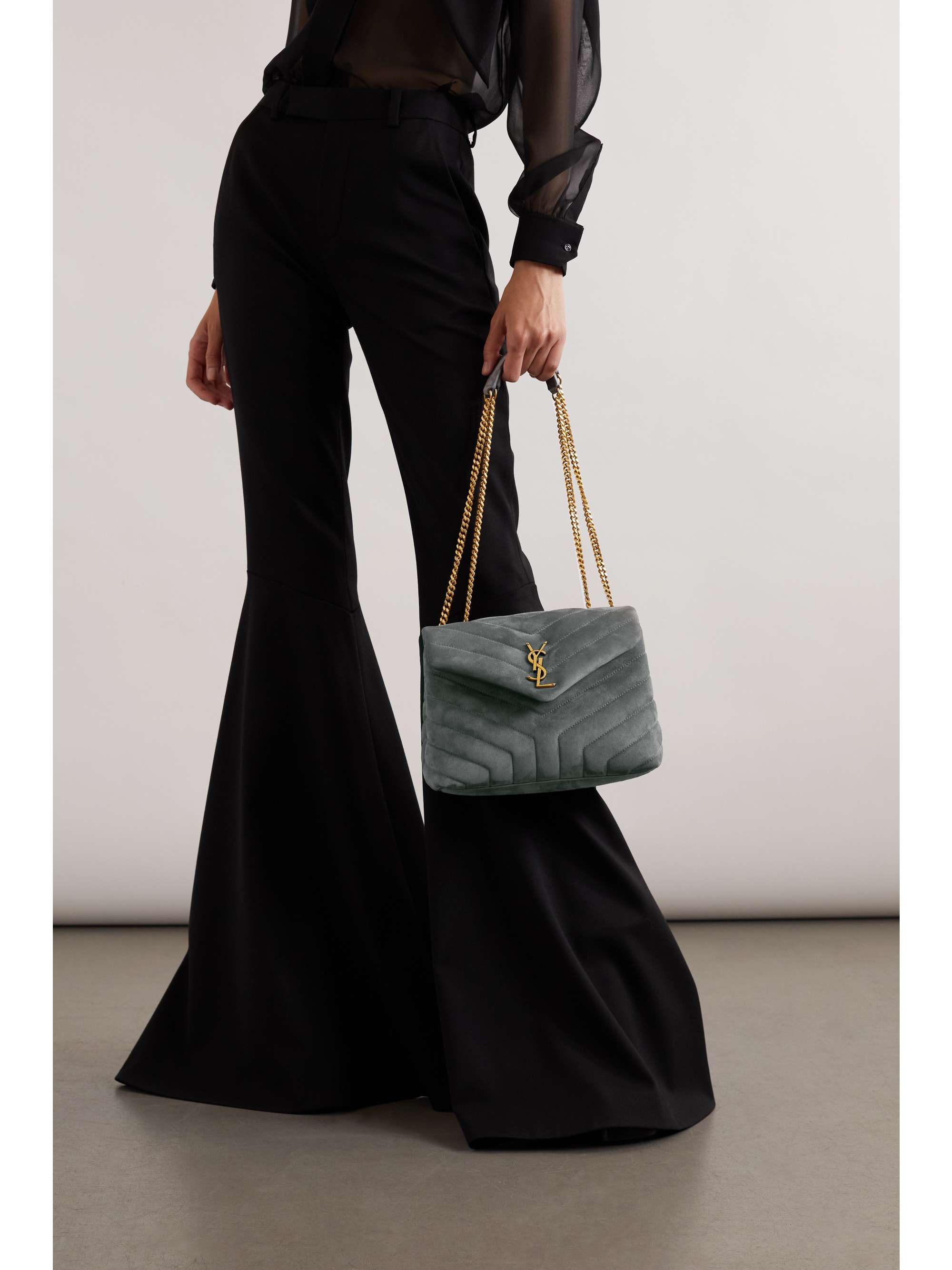 SAINT LAURENT Loulou small quilted suede shoulder bag NETAPORTER