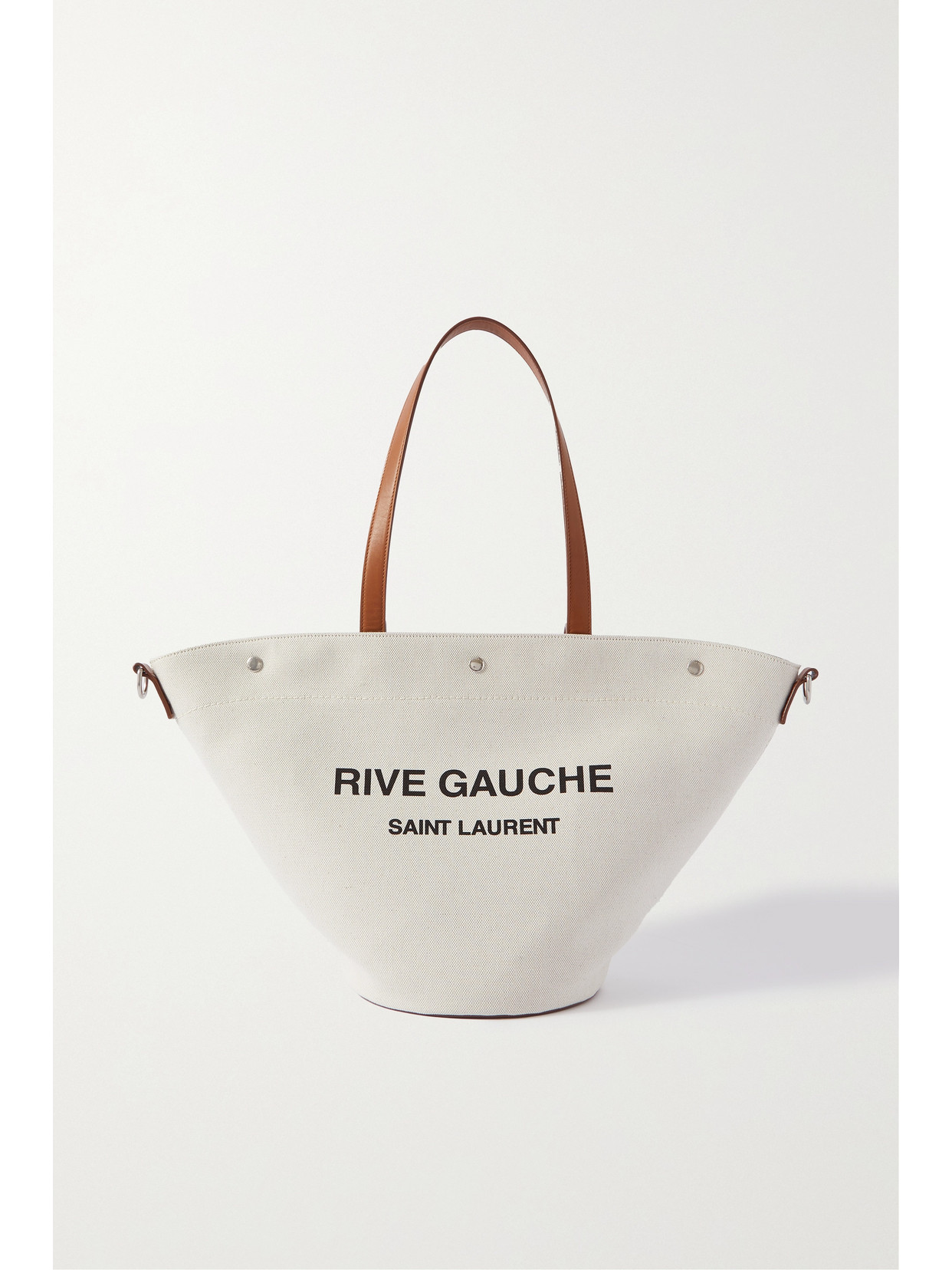 SAINT LAURENT - Rive Gauche Printed Leather-trimmed Canvas Tote - Gray