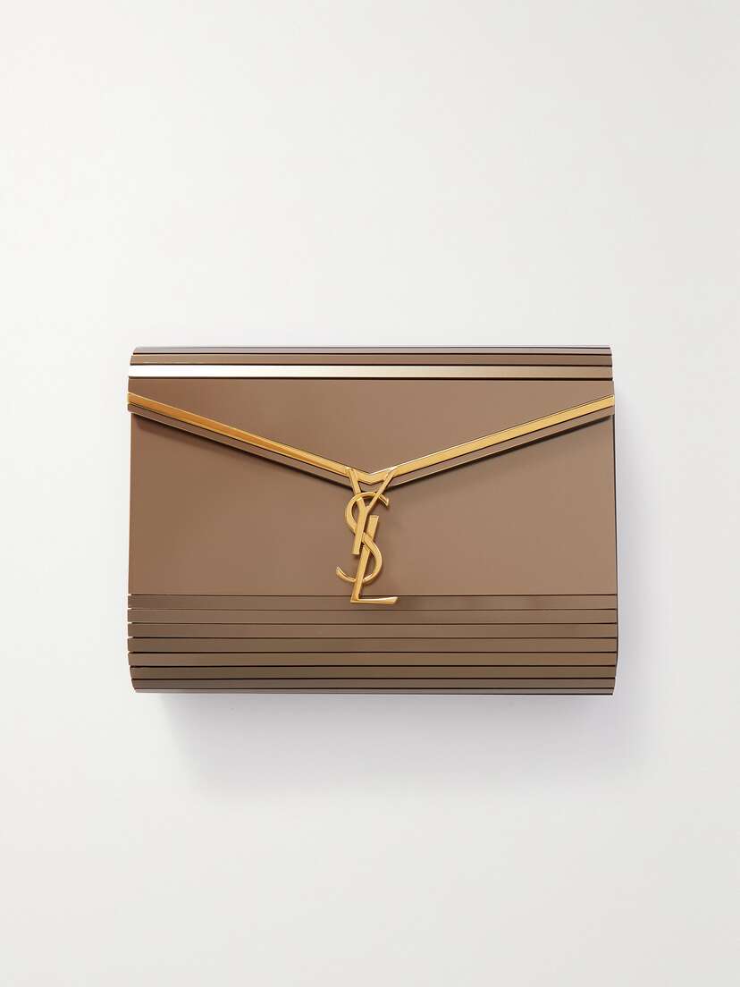 SAINT LAURENT Cassandra Minaudiere Metallic Acrylic Shoulder Bag