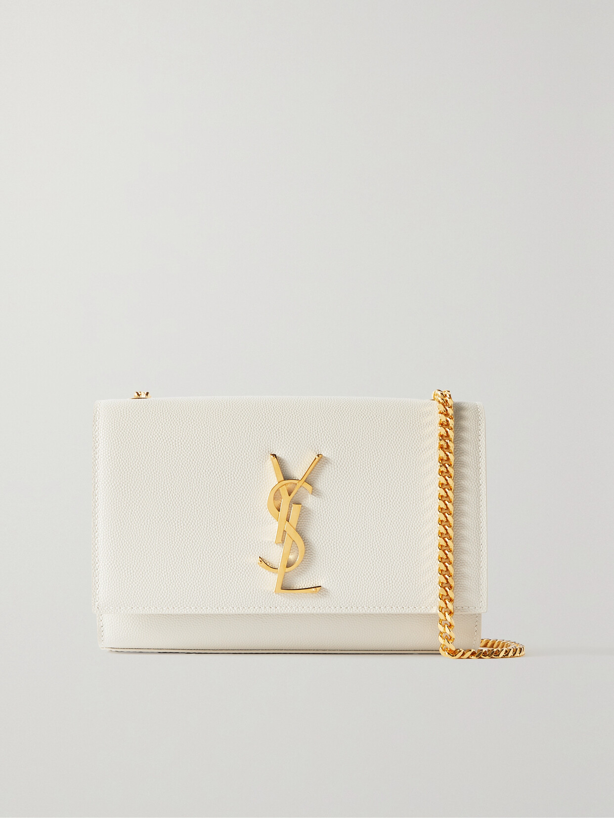 Saint Laurent Monogramme Kate Small Textured-leather Shoulder Bag In White