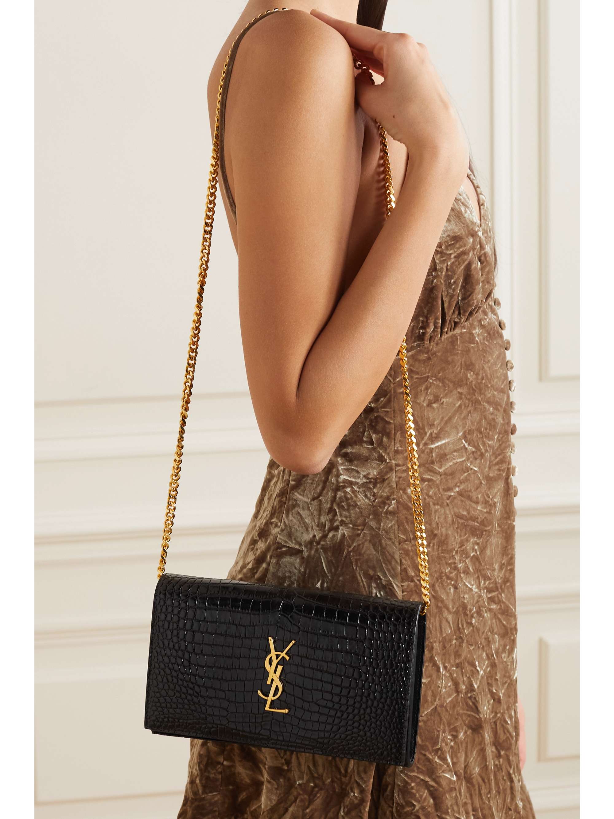 Yves Saint Laurent Cassandre Chain Leather Crossbody Bag