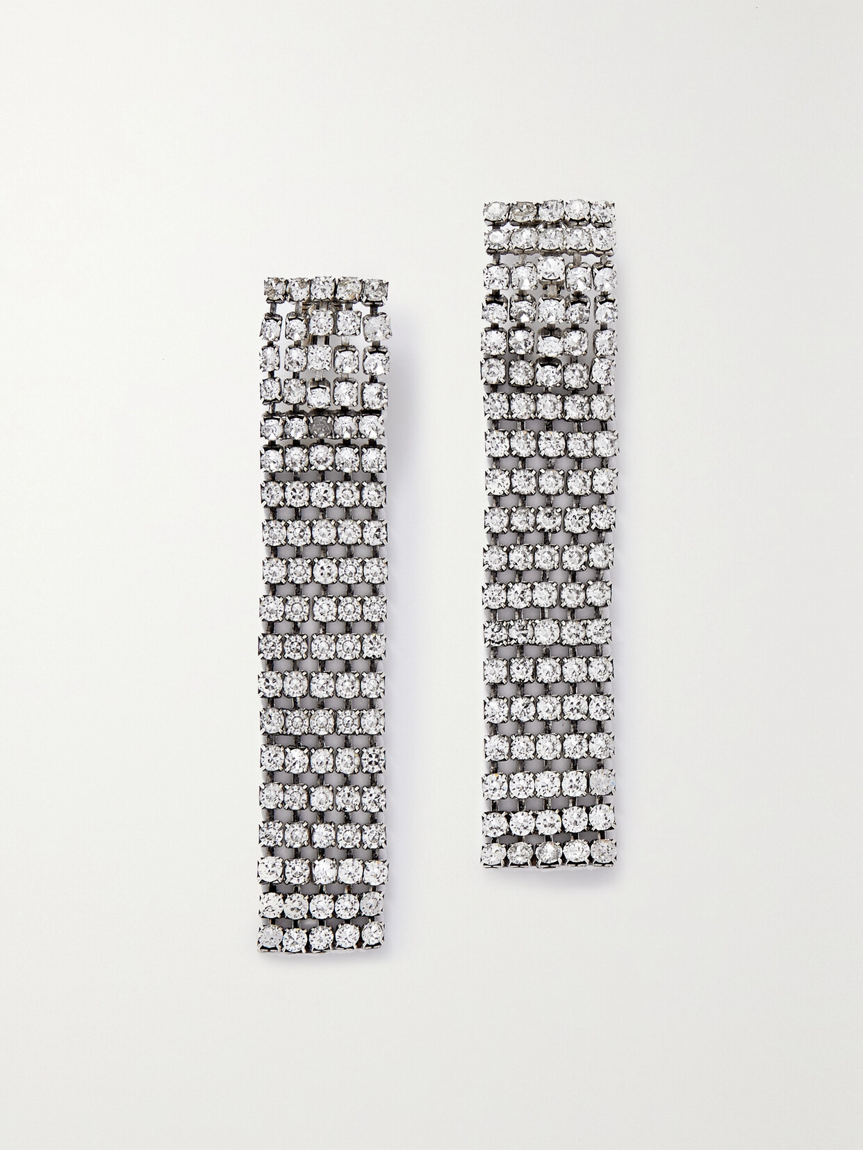 SAINT LAURENT Silver-tone Crystal Clip Earrings - One size