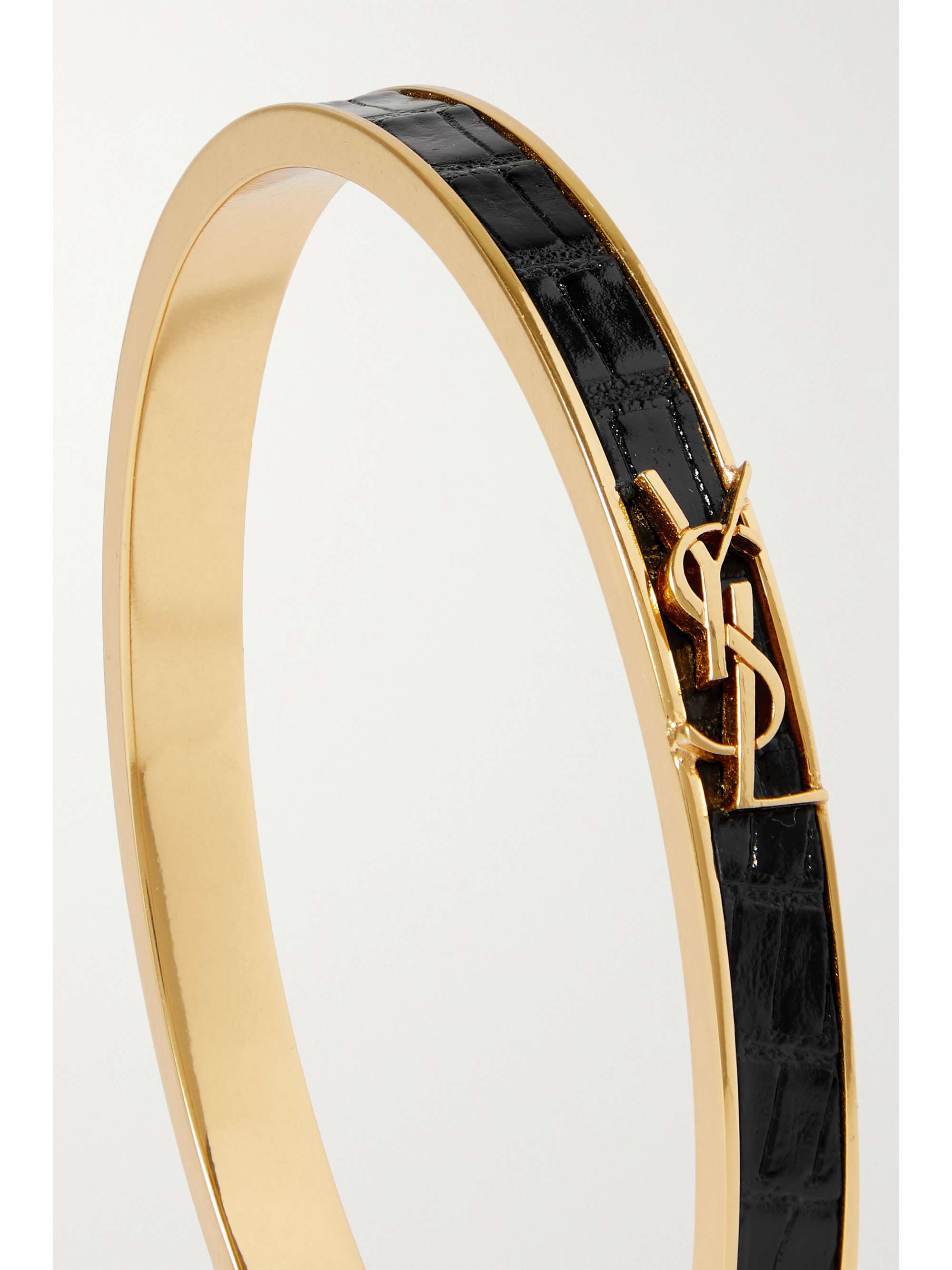 Black Opyum gold-tone and croc-effect leather bangle | SAINT LAURENT ...