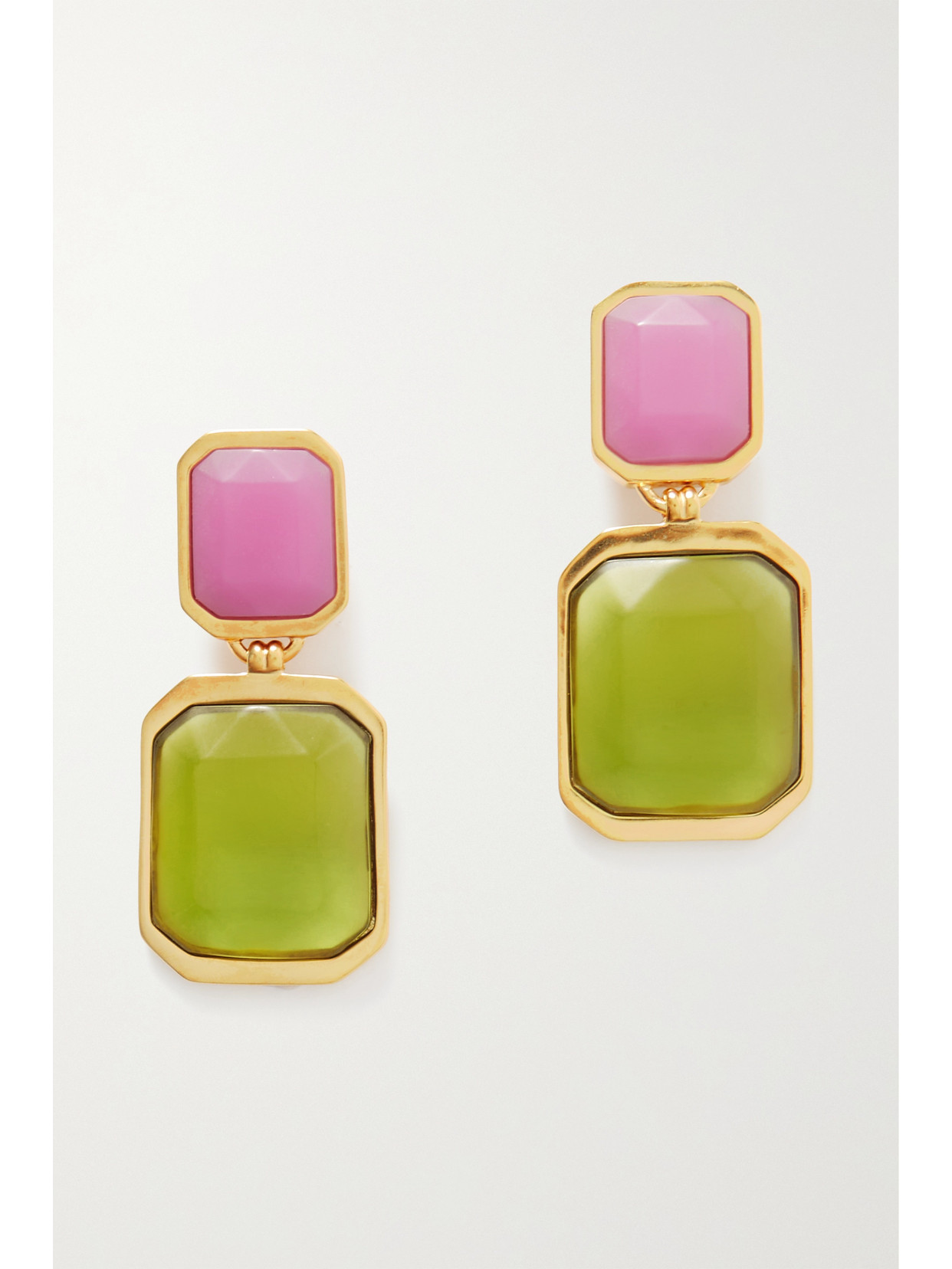 SAINT LAURENT - Gold-tone Resin Clip Earrings - Green