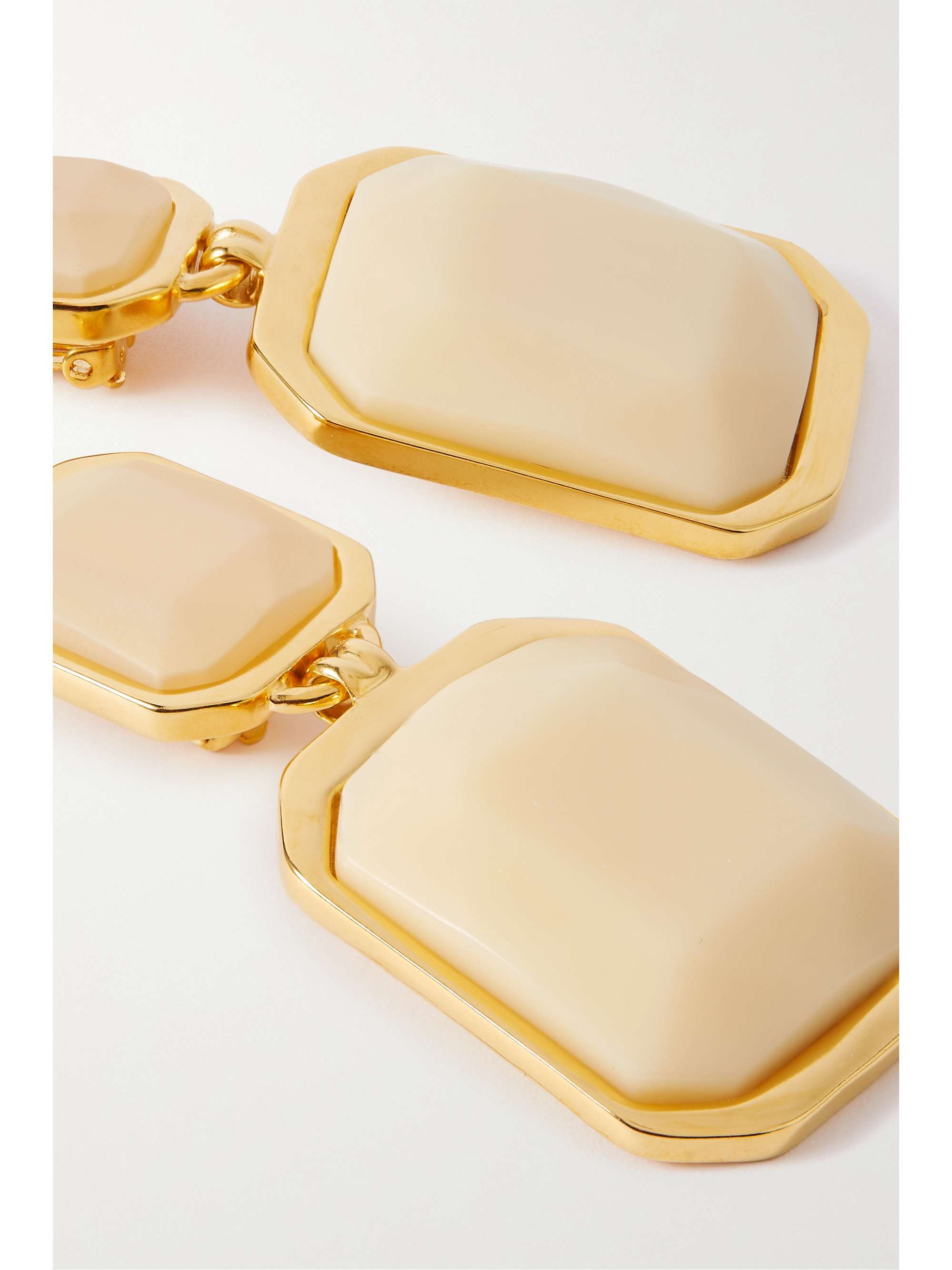 SAINT LAURENT Boucles d'oreilles clip en métal doré et résine