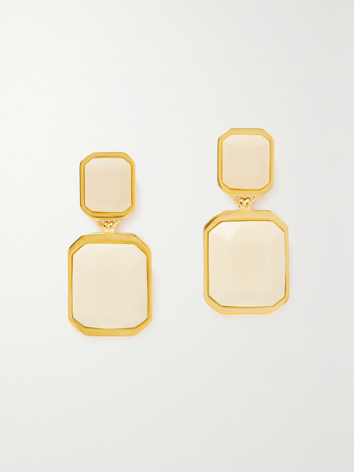 SAINT LAURENT - Gold-tone Resin Clip Earrings - Ivory