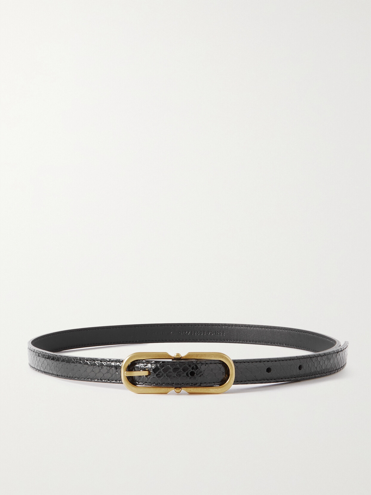 SAINT LAURENT - Snake-effect Leather Belt - Black