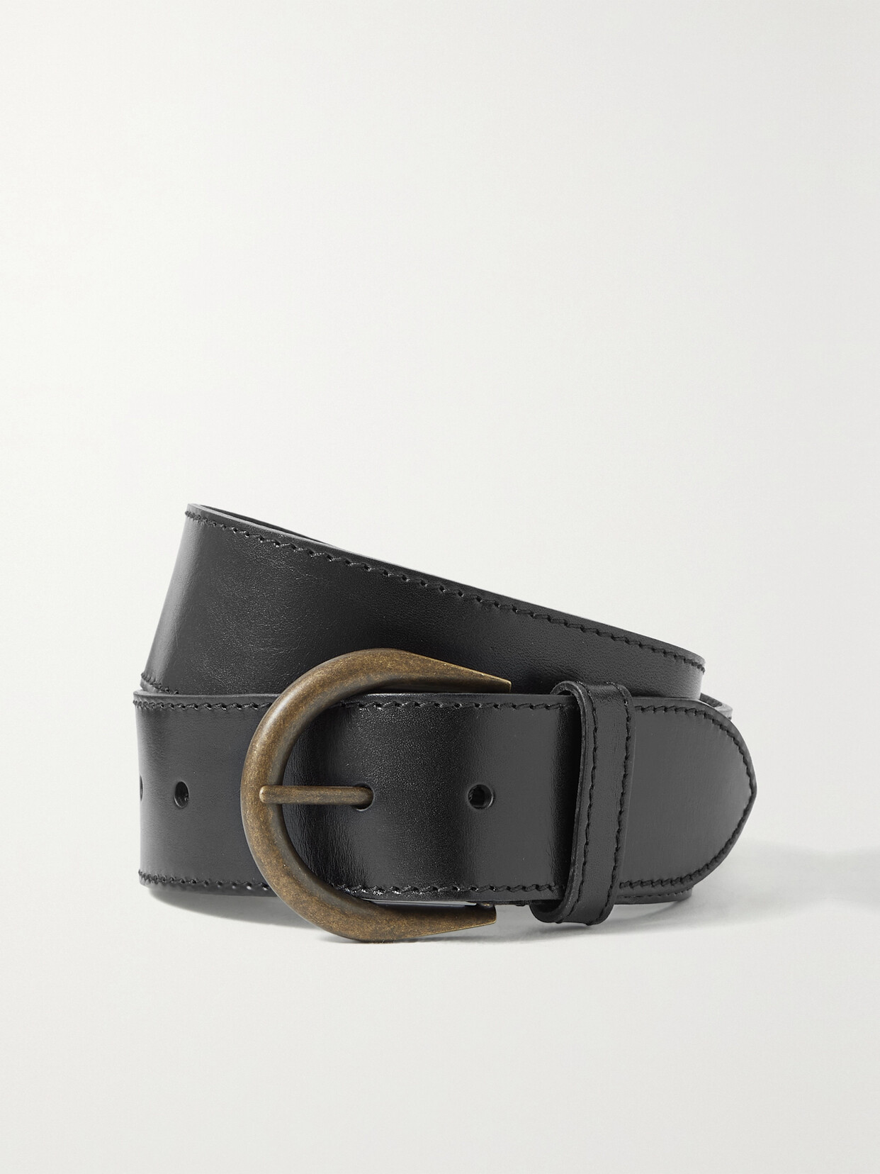 croissant de lune buckle wide belt in vegetable-tanned leather