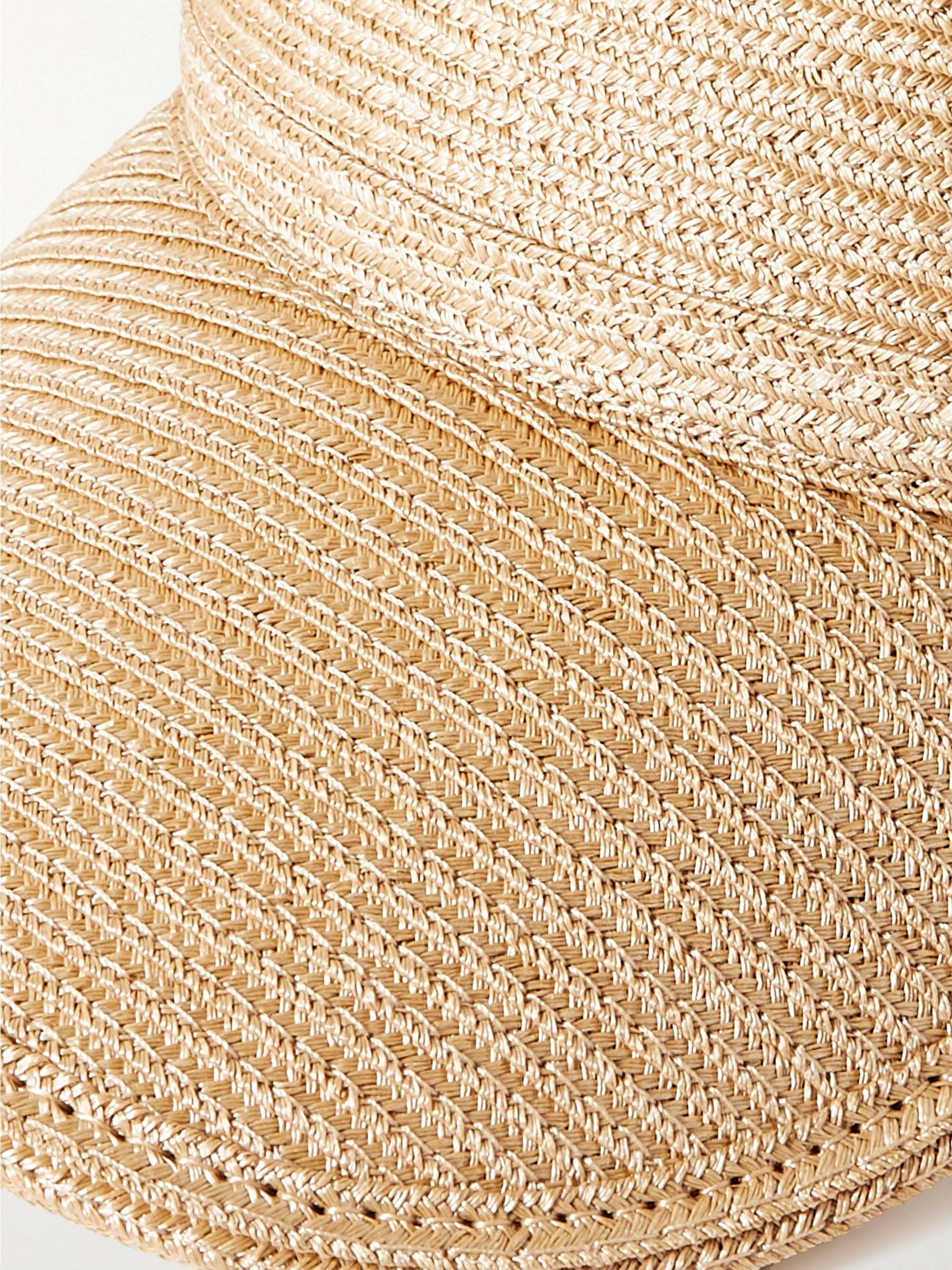 SAINT LAURENT Embellished silk-trimmed straw-effect visor