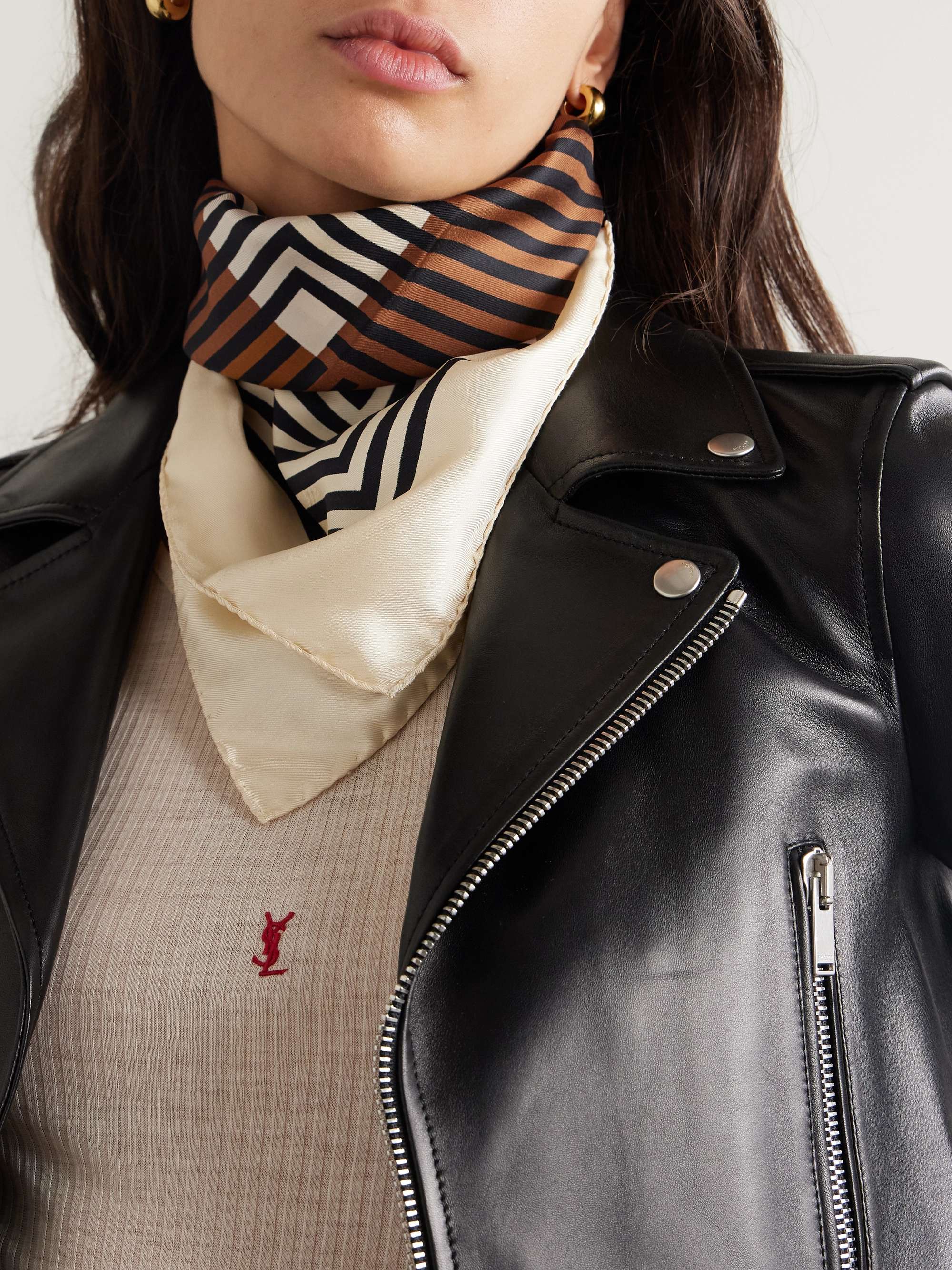 SAINT LAURENT Printed silk-satin scarf