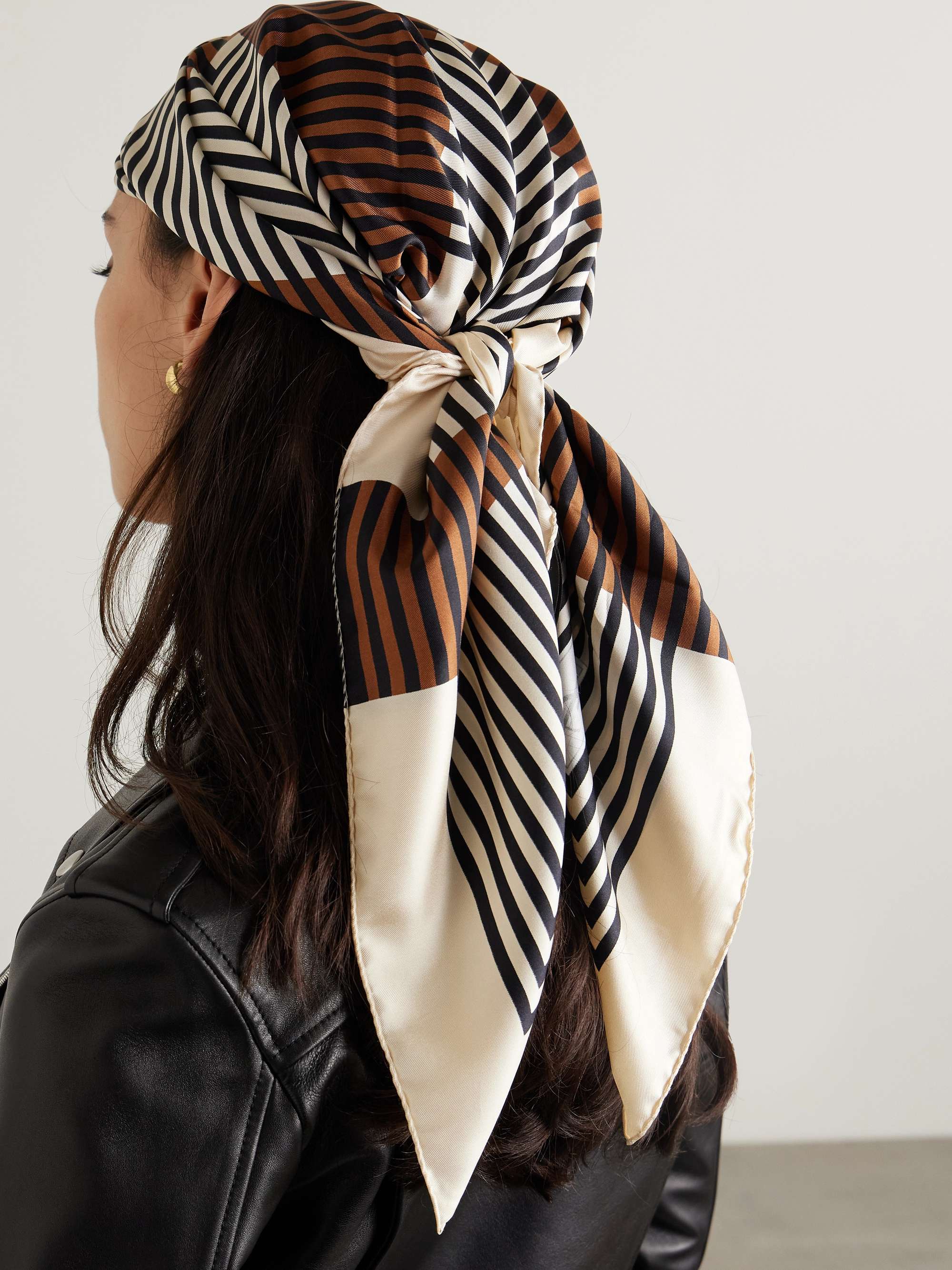 SAINT LAURENT Printed silk-satin scarf