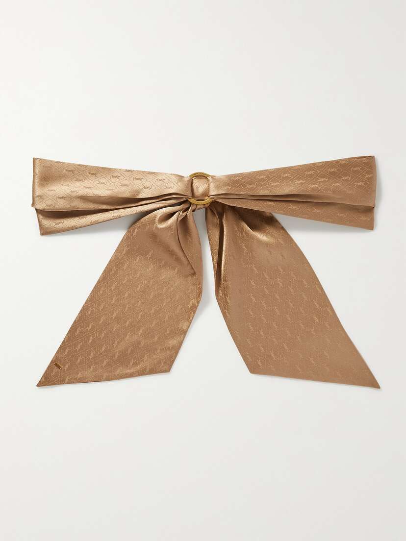 Saint Laurent Embellished Silk-jacquard Belt