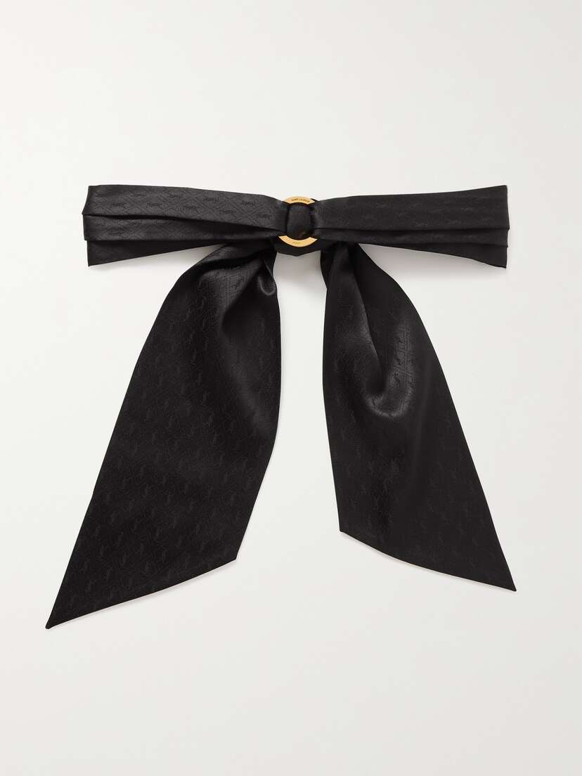 Saint Laurent Embellished Silk-jacquard Belt