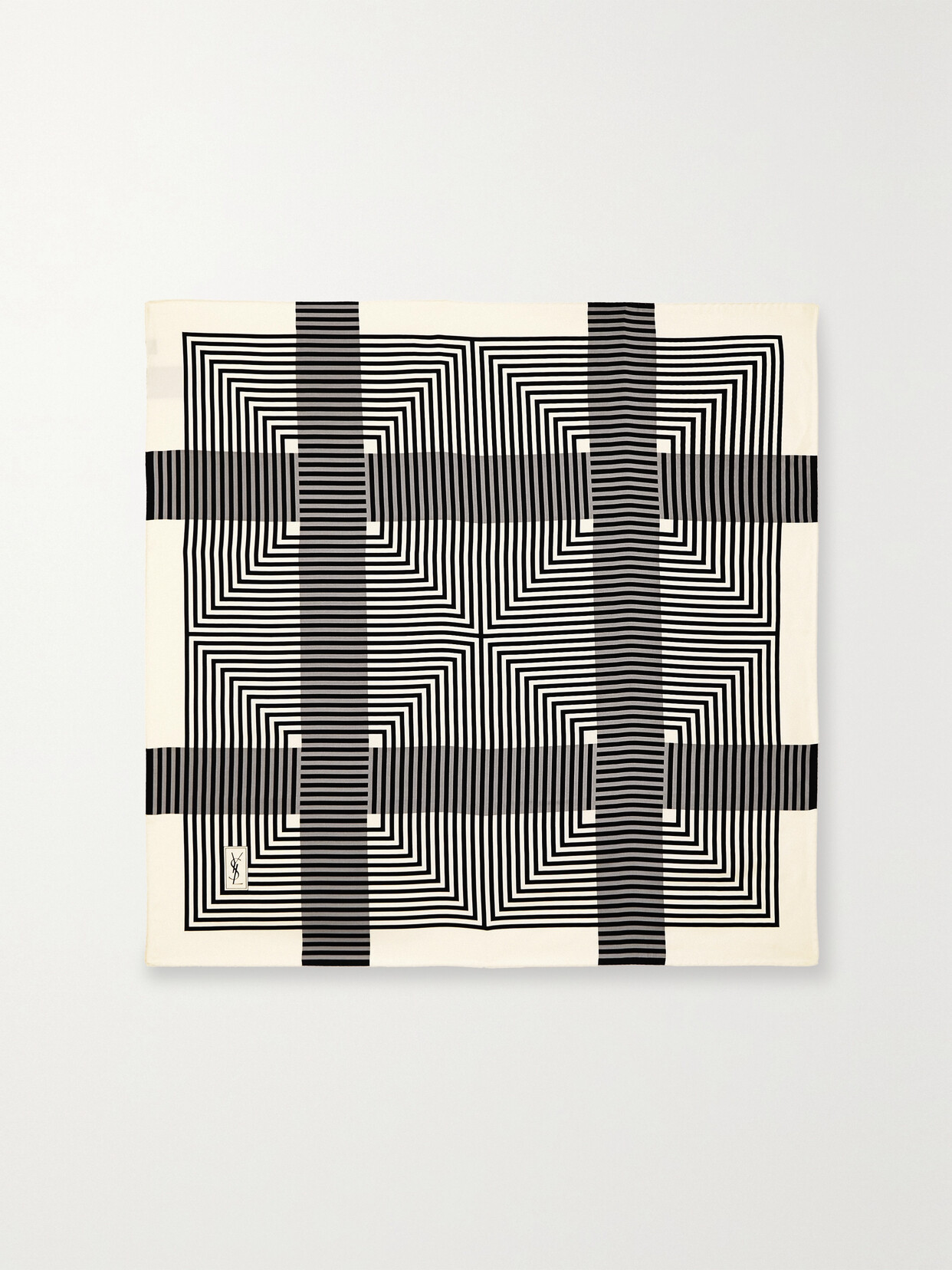 SAINT LAURENT - Printed Silk-twill Scarf - Gray