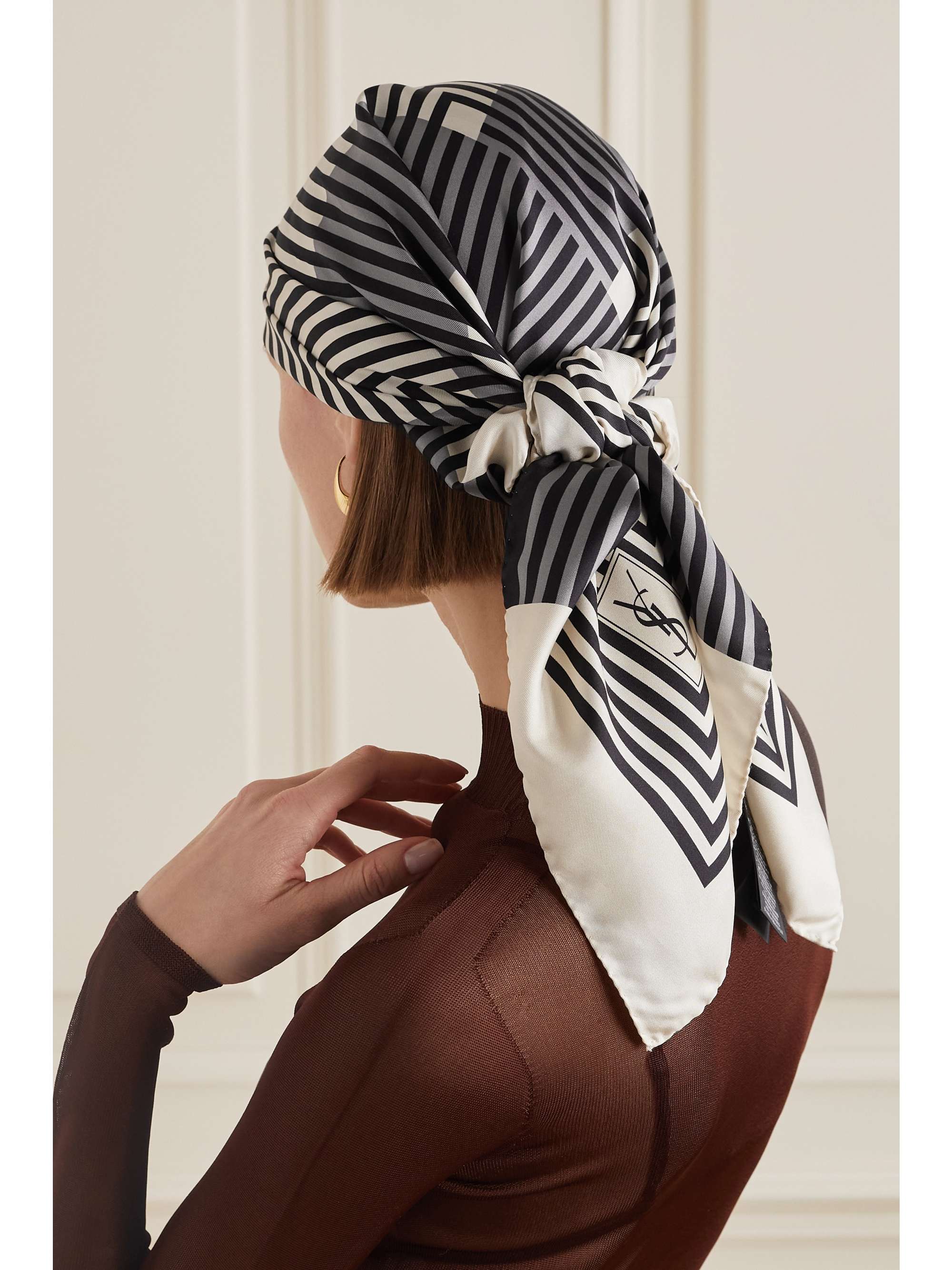 Printed silk-twill scarf