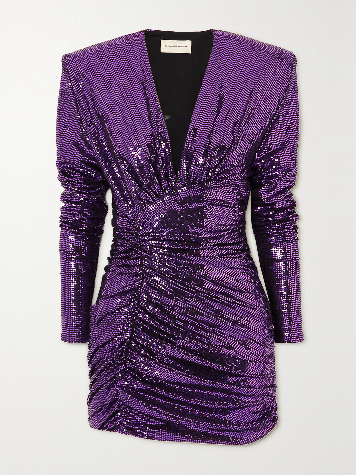 Alexandre Vauthier - Ruched Sequined Stretch-jersey Mini Dress - Purple