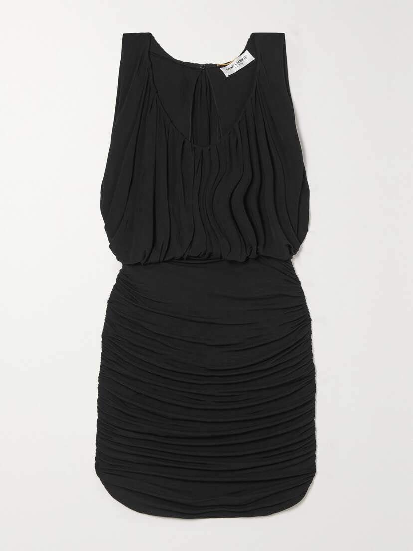 Saint Laurent Gathered Jersey Mini Dress