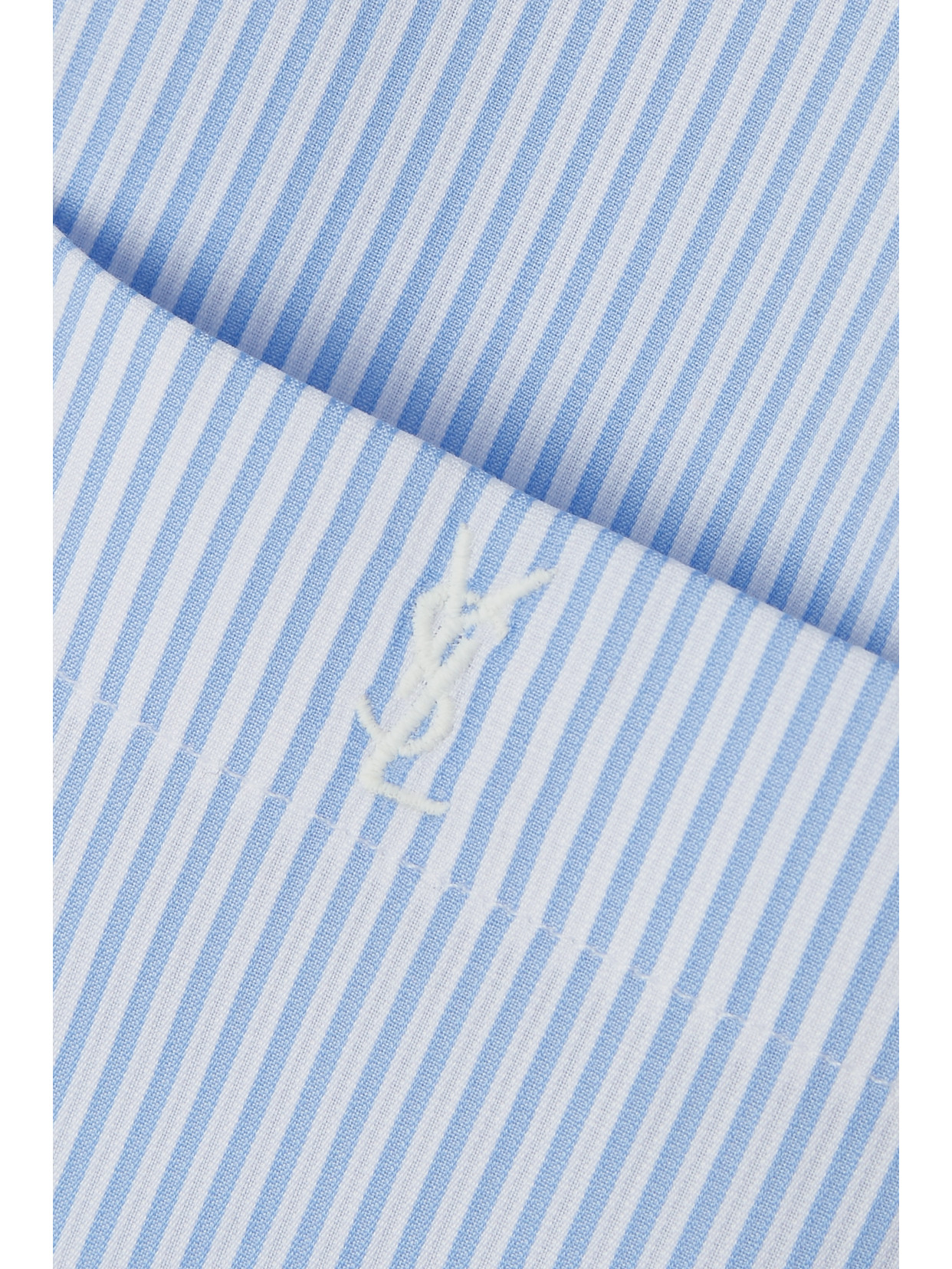 Saint Laurent Embroidered Striped Cotton-poplin Shirt In White