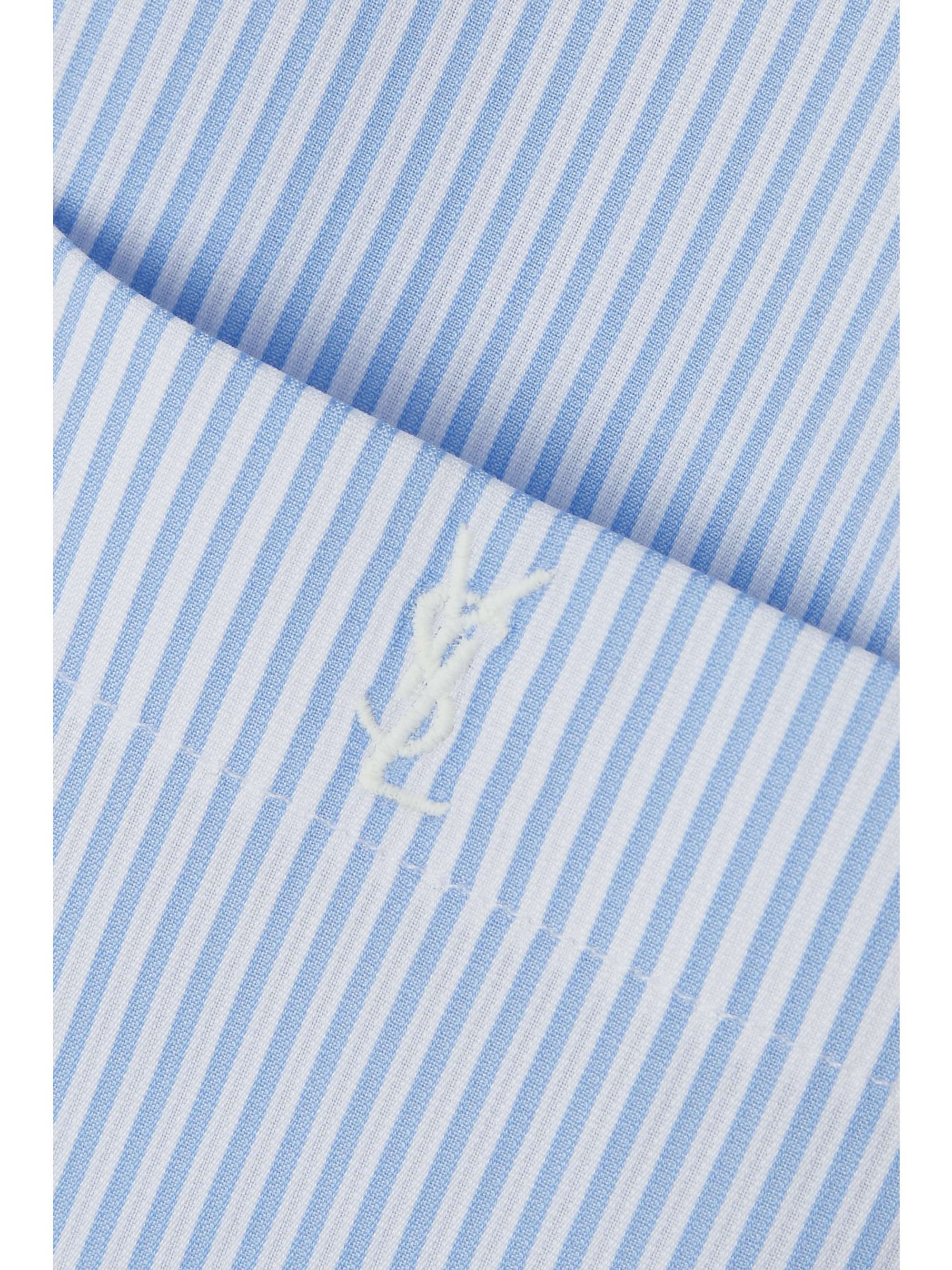 SAINT LAURENT Embroidered striped cotton-poplin shirt