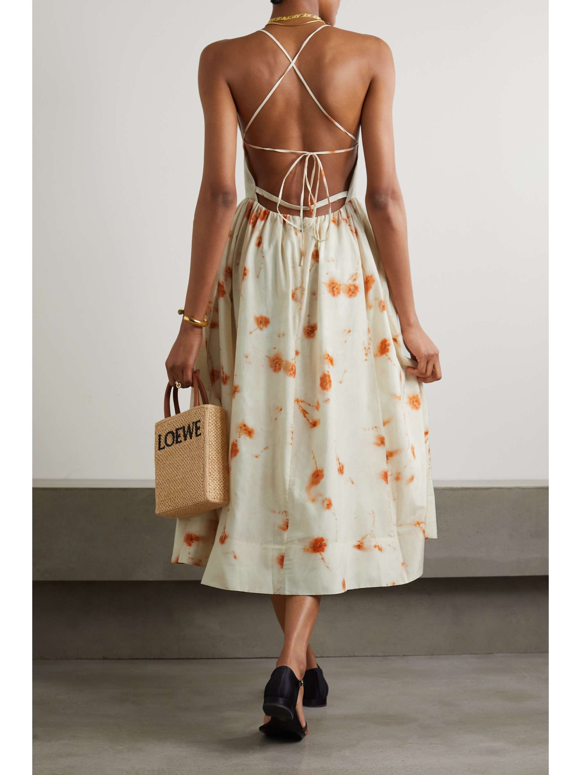 JASON WU Open-back floral-print cotton and silk-blend midi dress