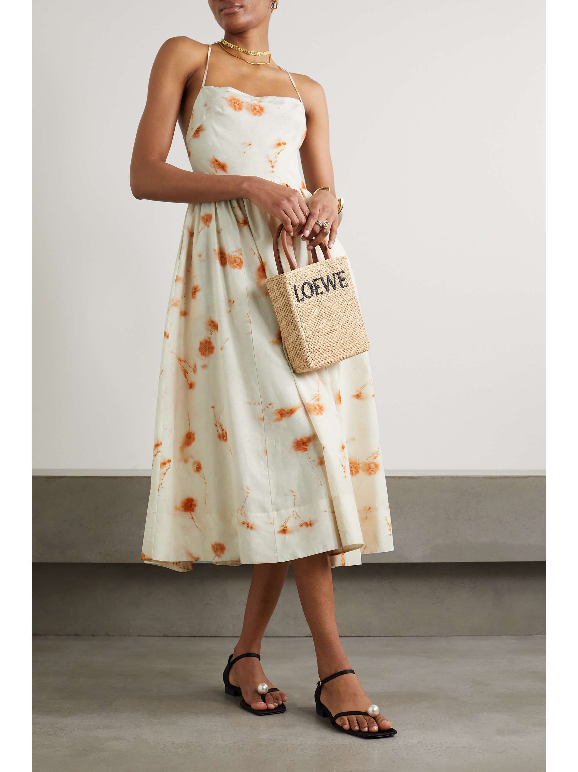 JASON WU Open-back floral-print cotton and silk-blend midi dress