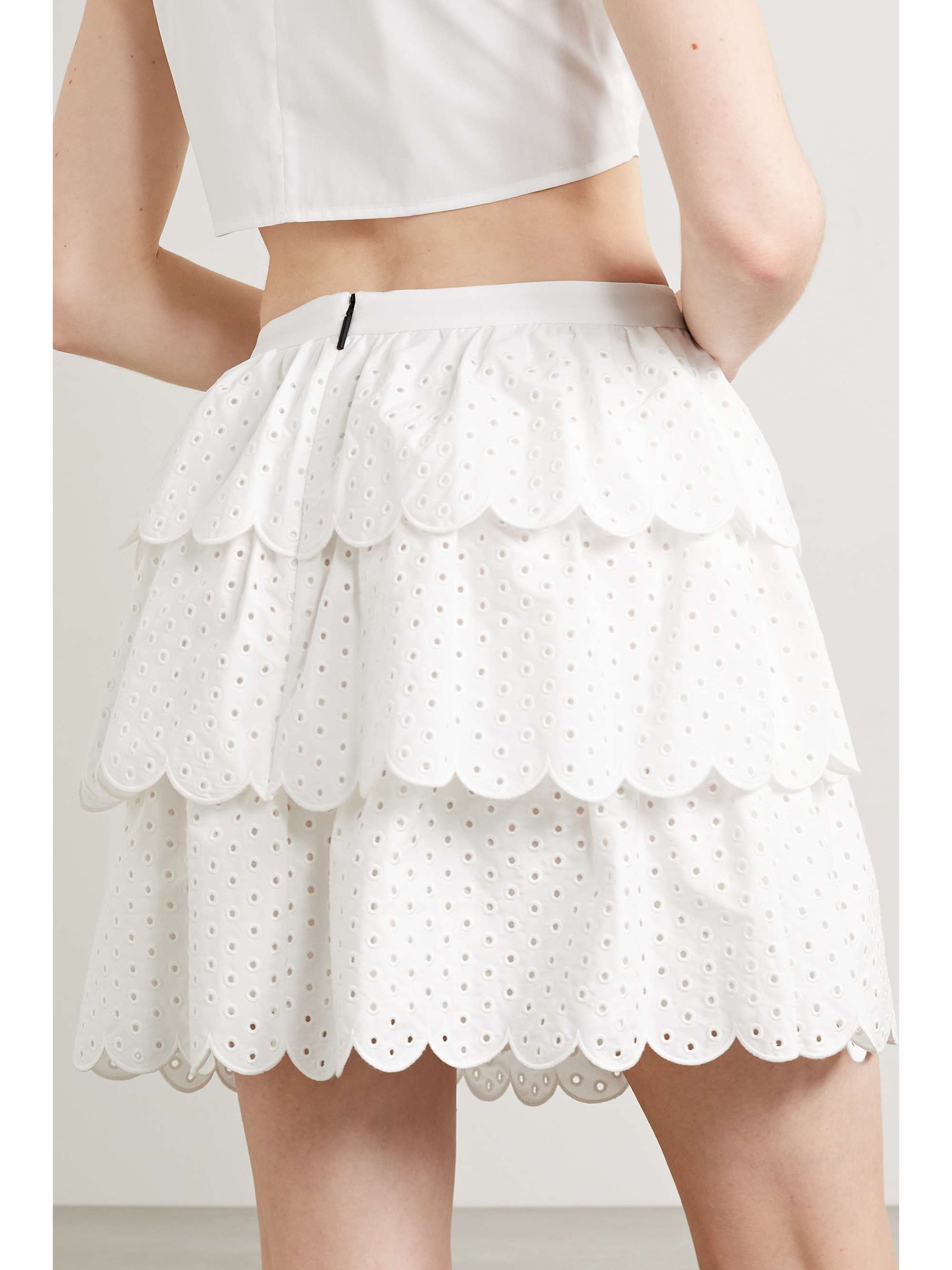 JASON WU Cropped gathered cotton-blend poplin top
