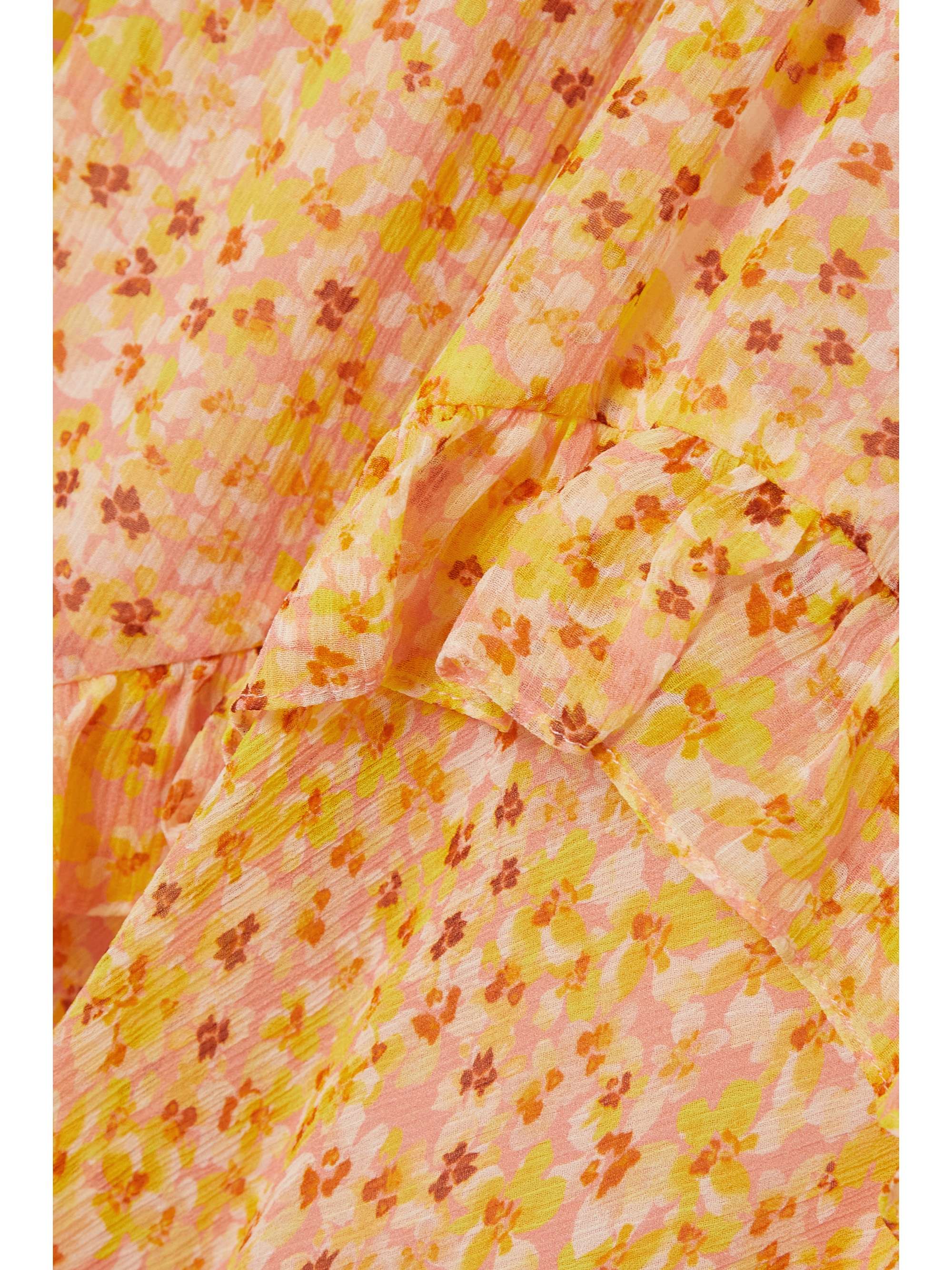 JASON WU Smocked ruffled floral-print silk-chiffon mini dress