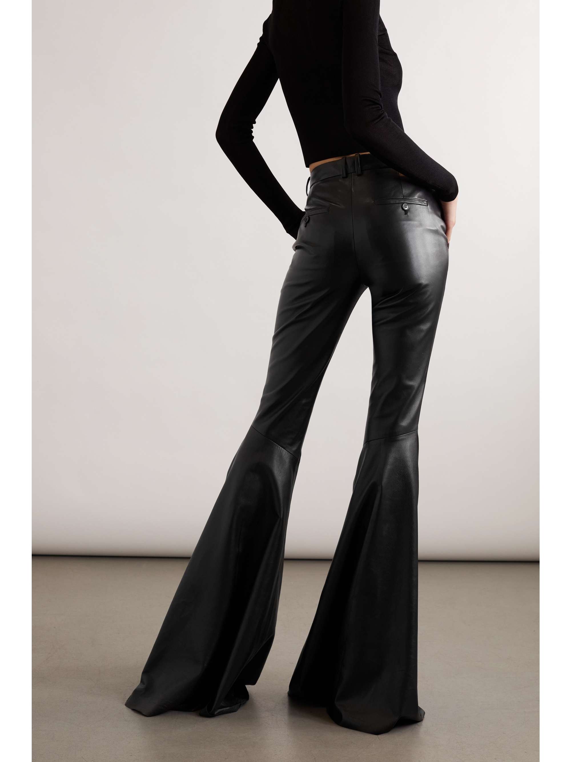 SAINT LAURENT Leather flared pants NETAPORTER