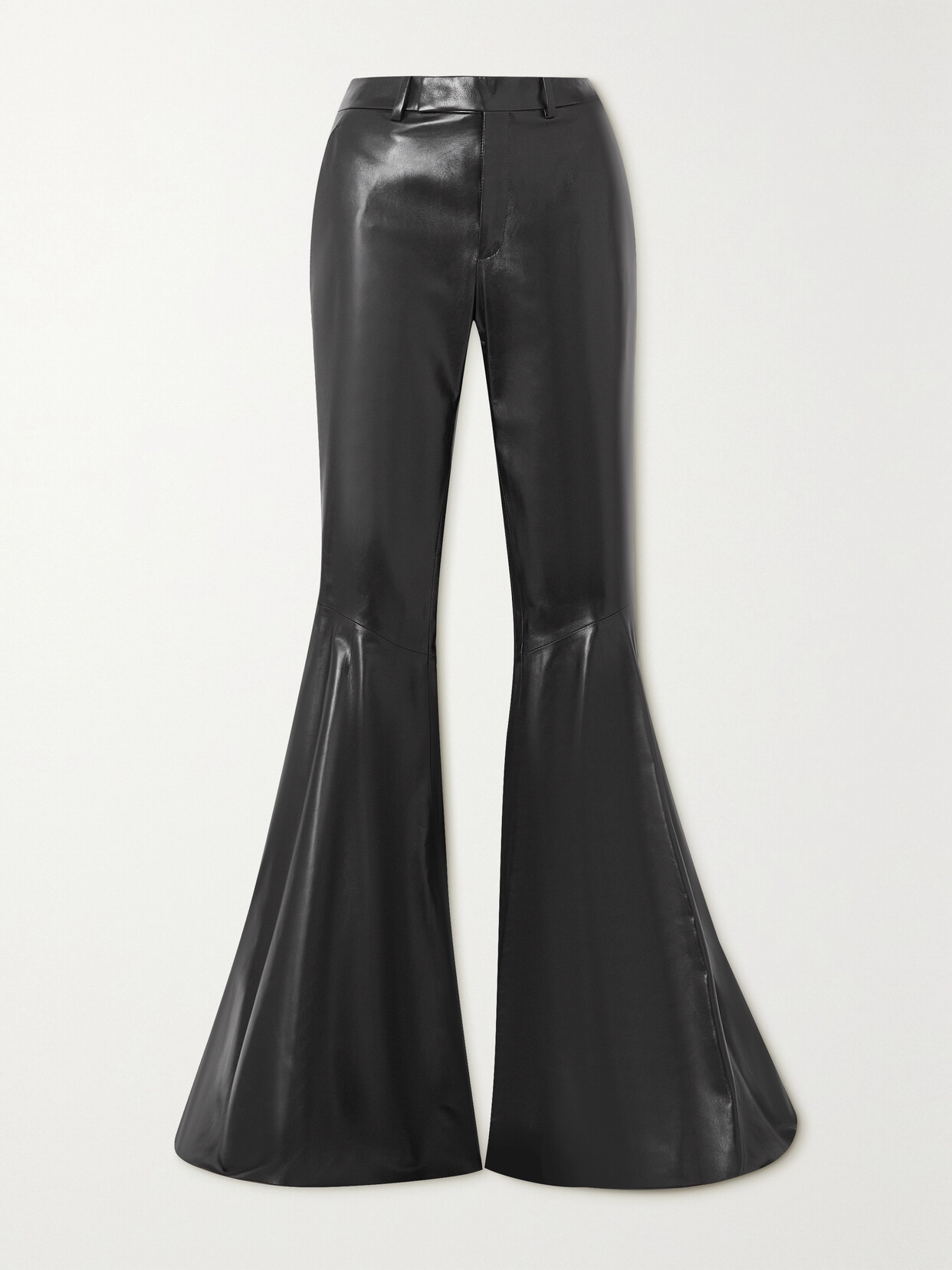 SAINT LAURENT - Leather Flared Pants - Black