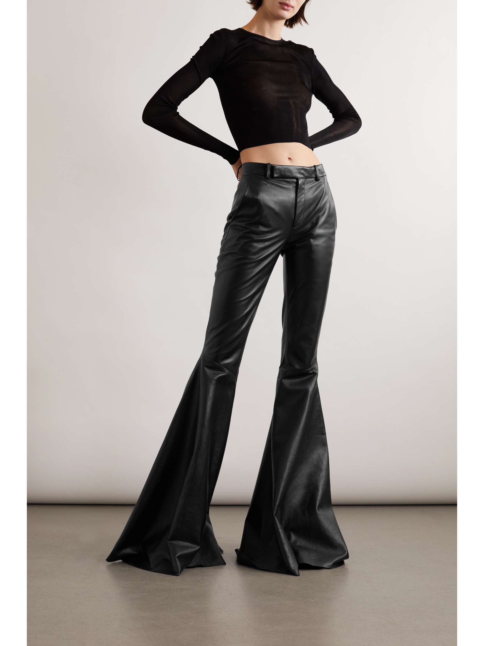 SAINT LAURENT Leather flared pants | NET-A-PORTER