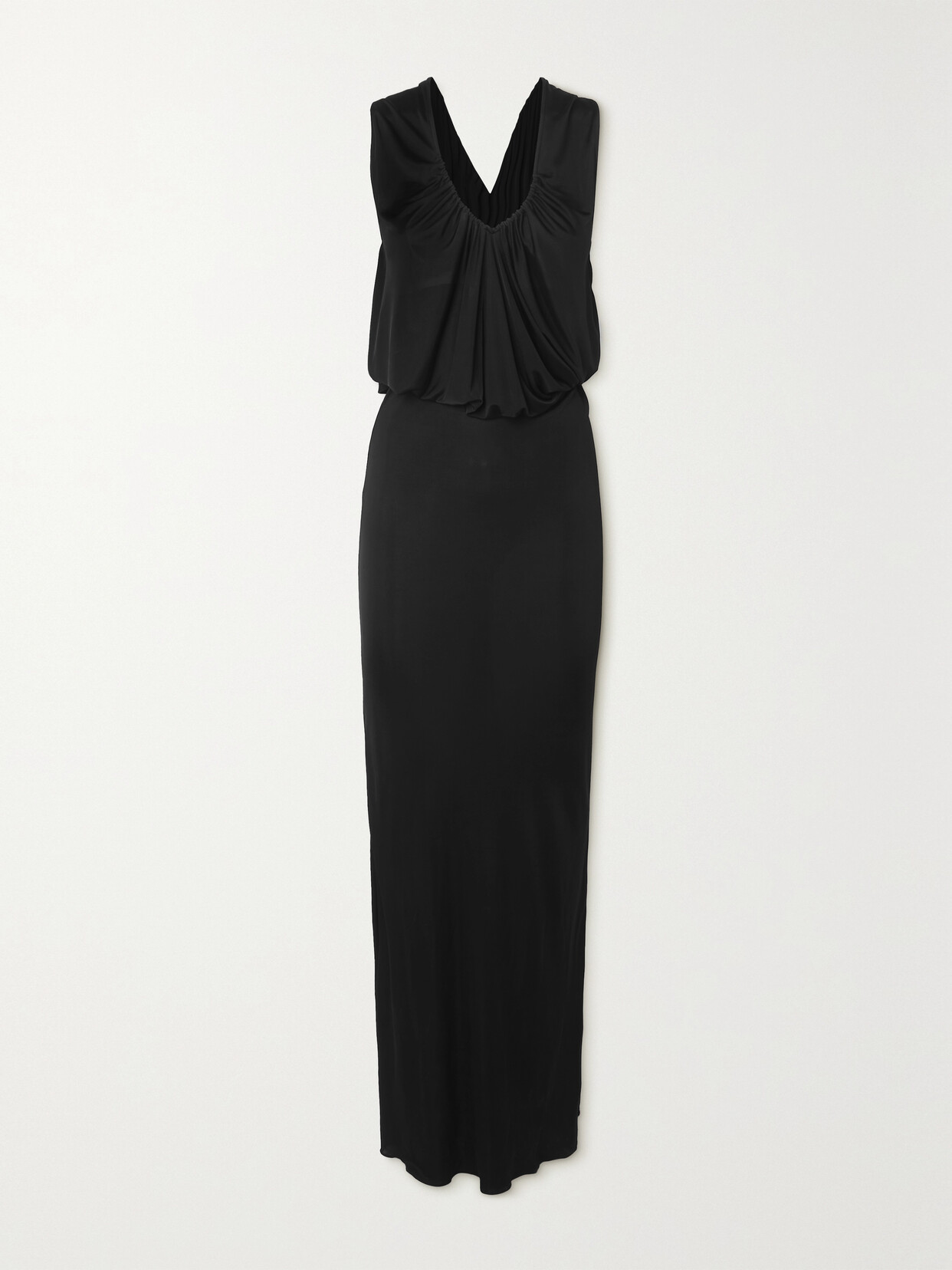 Saint Laurent Gathered Jersey Gown In Black