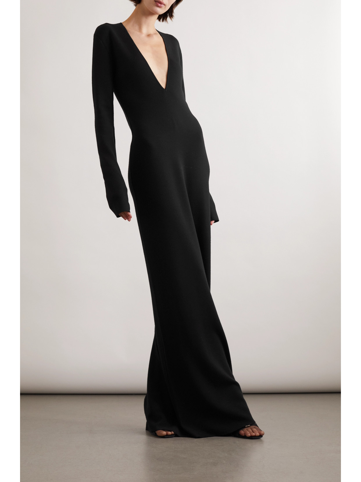 Shop Saint Laurent Wool Gown In Black