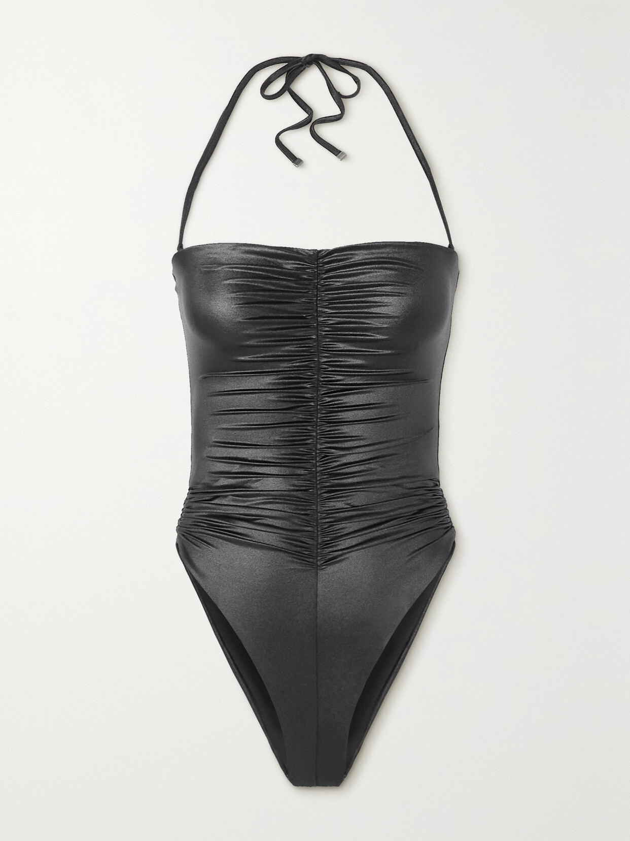 SAINT LAURENT - Ruched Metallic Stretch-jersey Bodysuit - Black