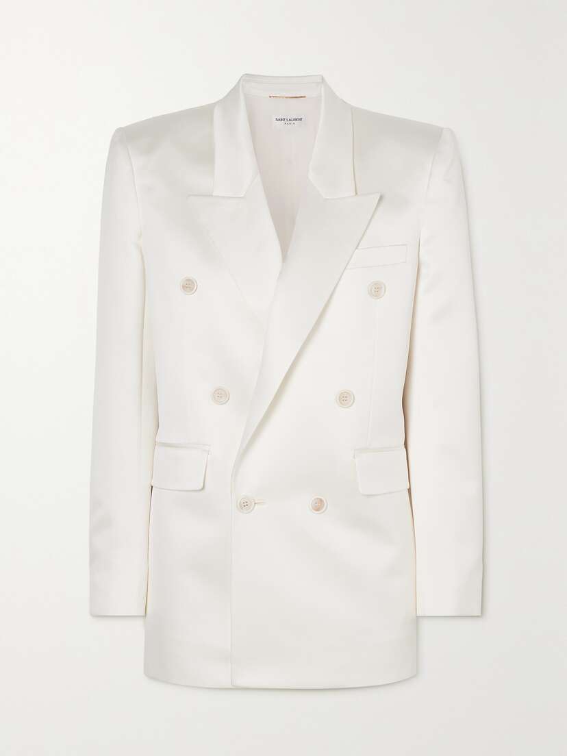 Saint Laurent Double-breasted Silk-satin Blazer
