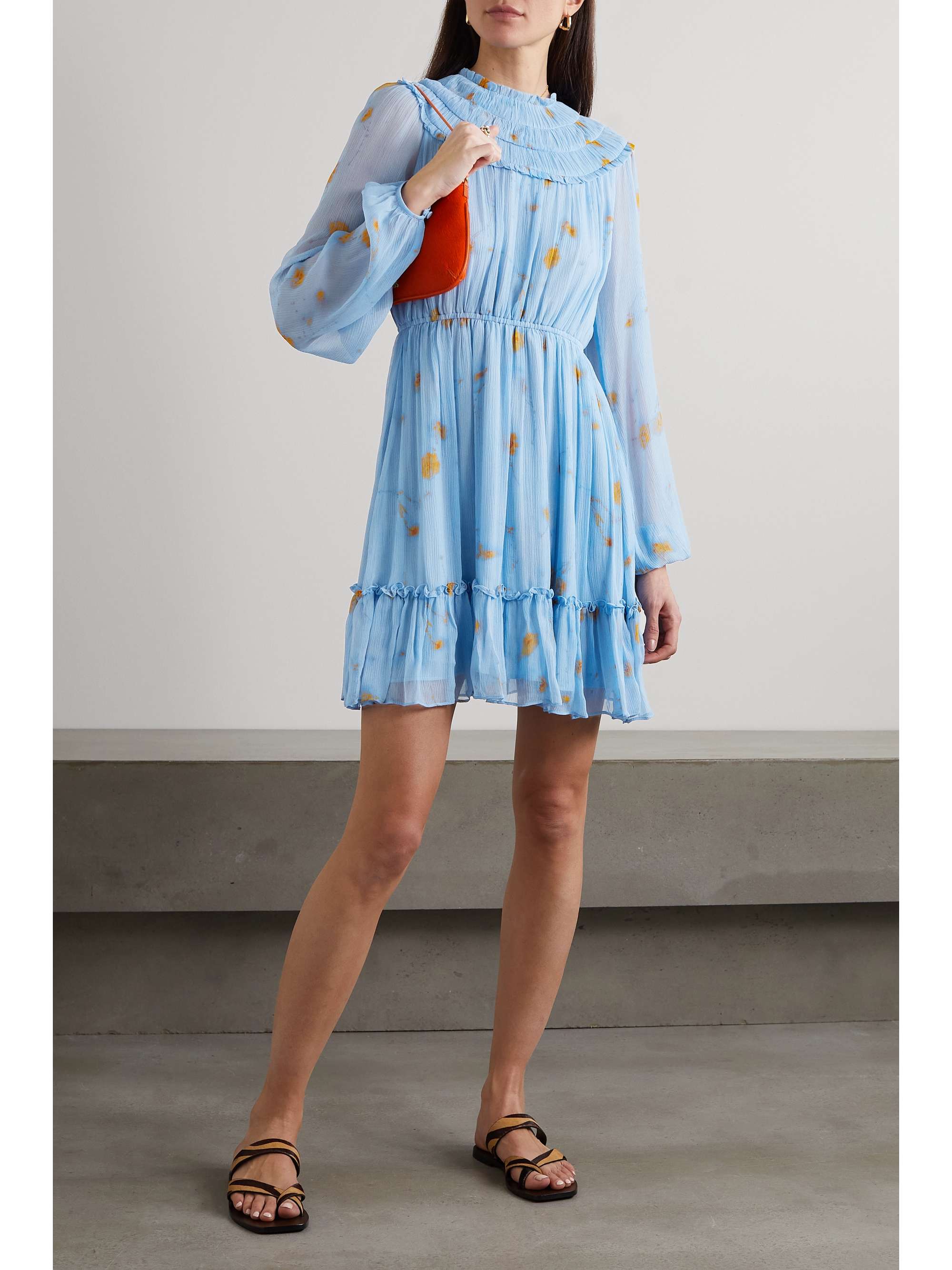 JASON WU Ruffled tiered floral print silk crepon mini dress NET