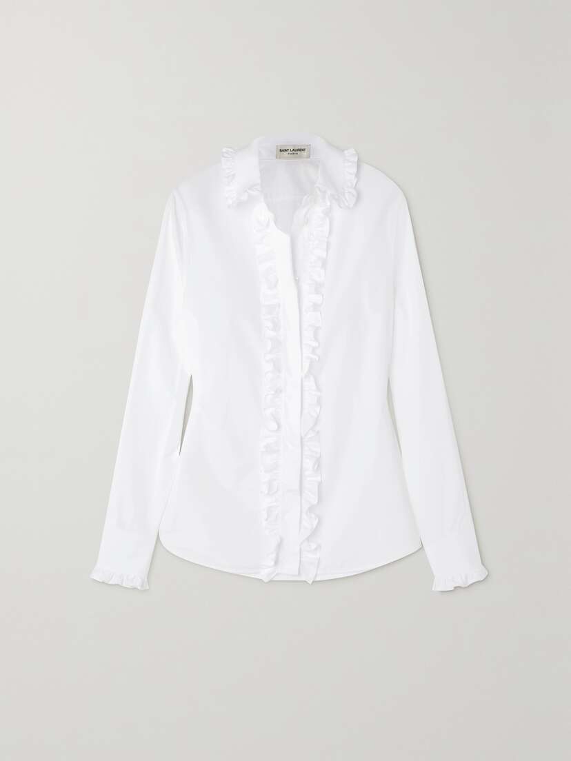 Saint Laurent Ruffled Cotton-poplin Shirt
