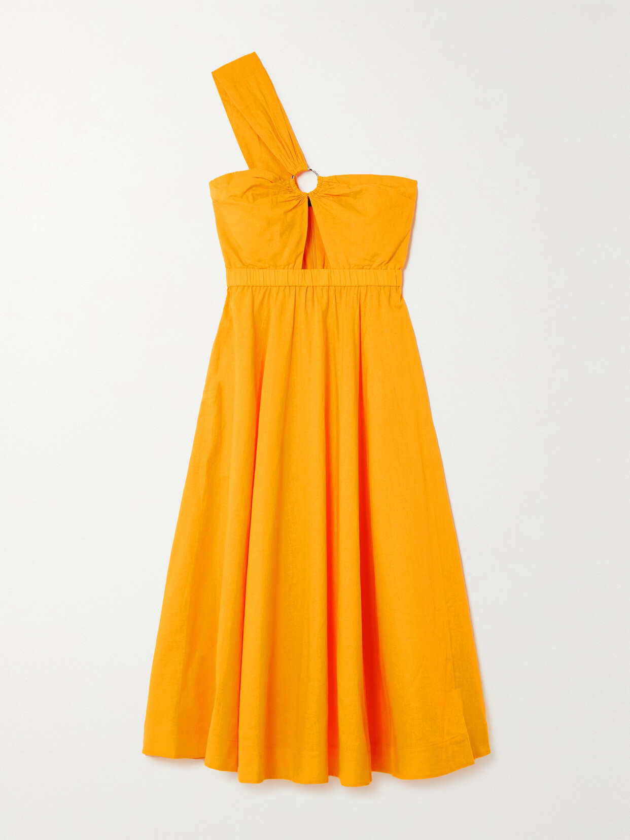 Jason Wu One-shoulder Cutout Linen And Cotton-blend Midi Dress - Orange