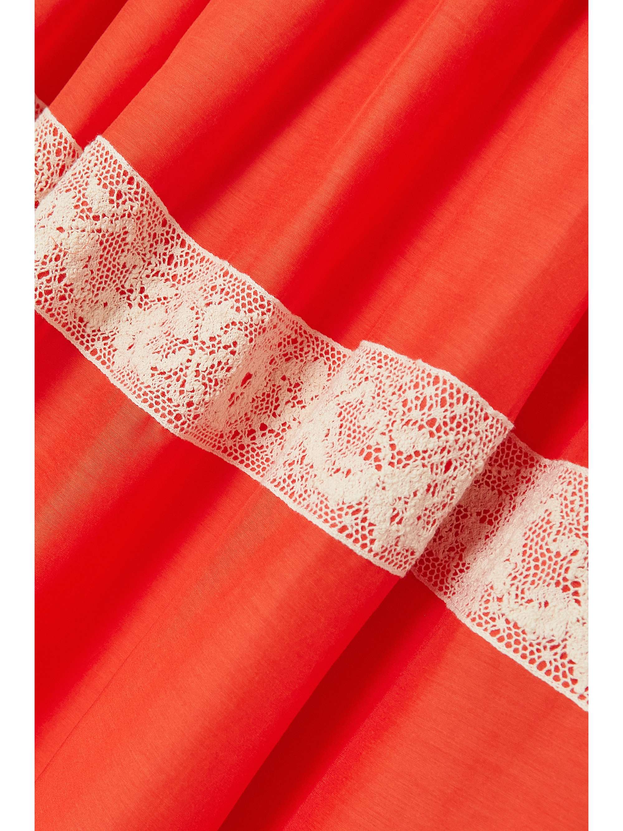 JASON WU Cutout lace-trimmed cotton and silk-blend voile maxi dress