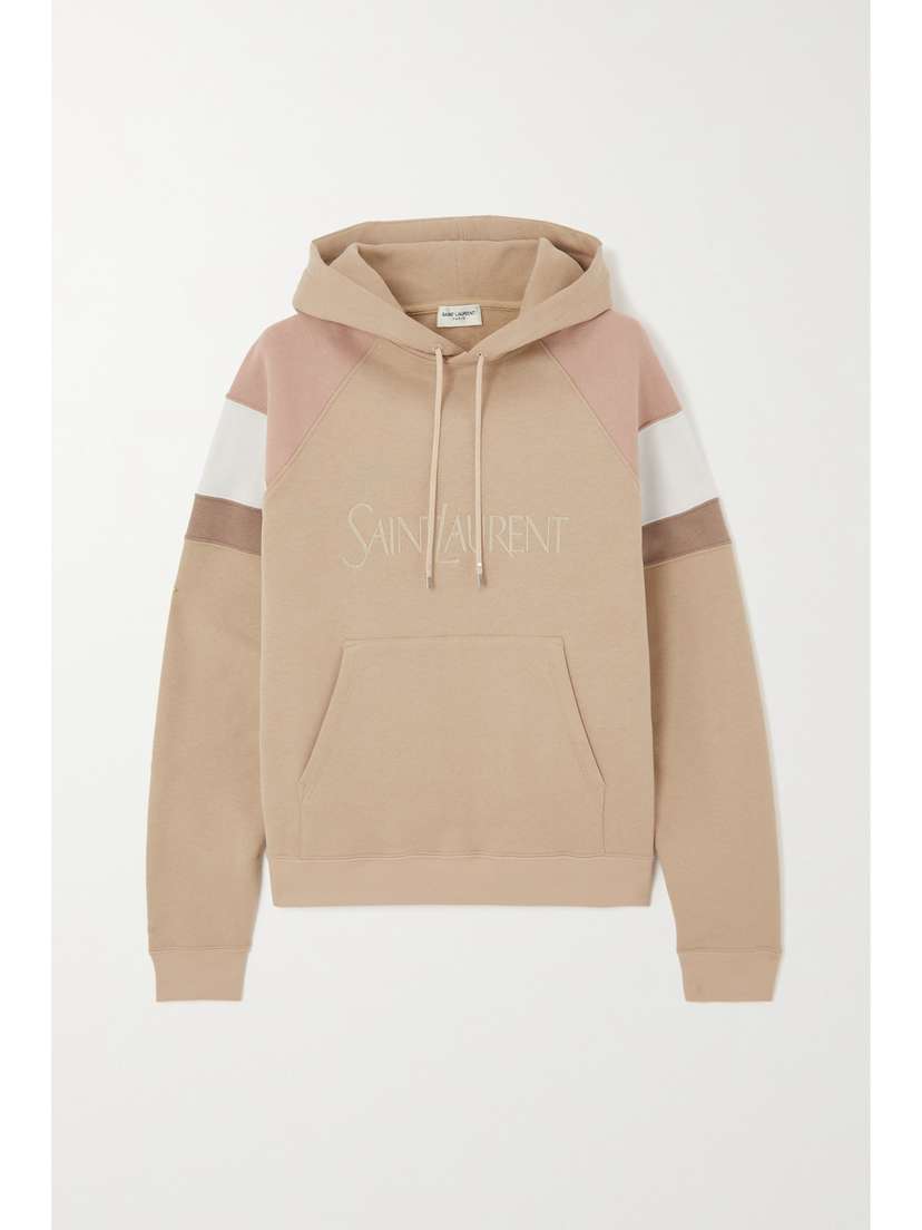 Saint Laurent Embroidered Striped Cotton-jersey Hoodie