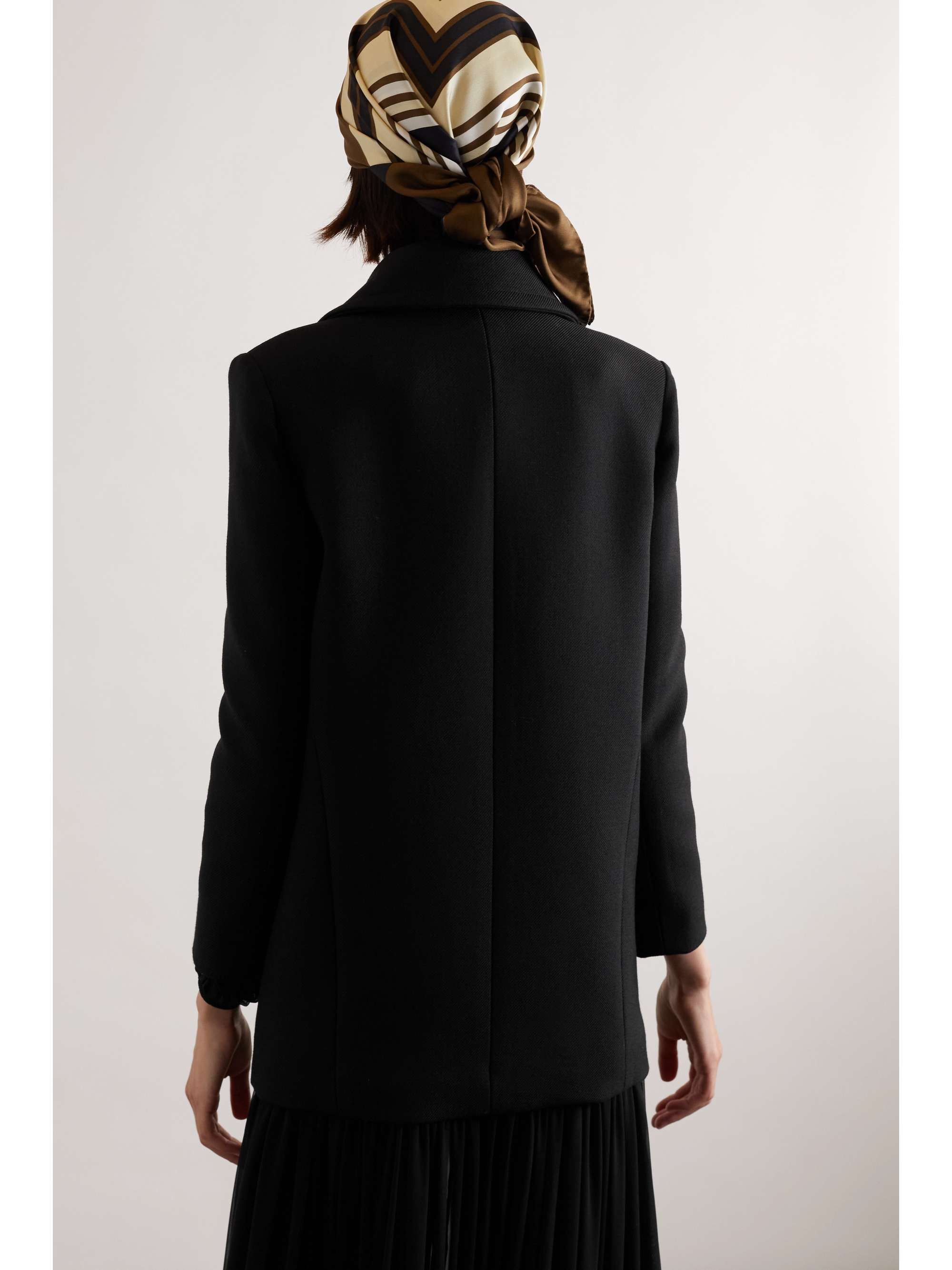 SAINT LAURENT Double-breasted wool and silk-blend twill coat